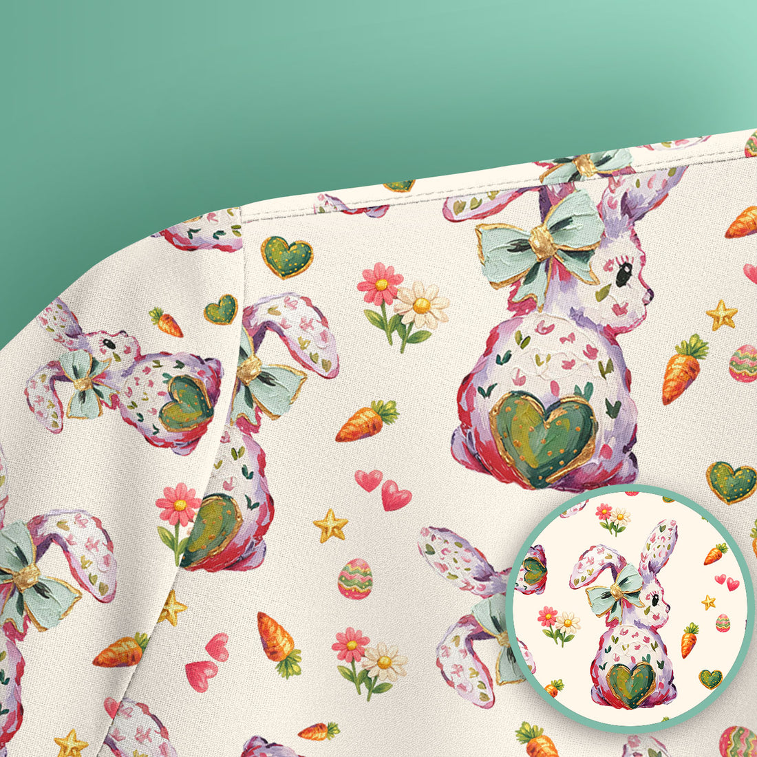 Cute Pastel Bunny Easter Pattern Scrub Top, Comfortable Scrubs for Nurses