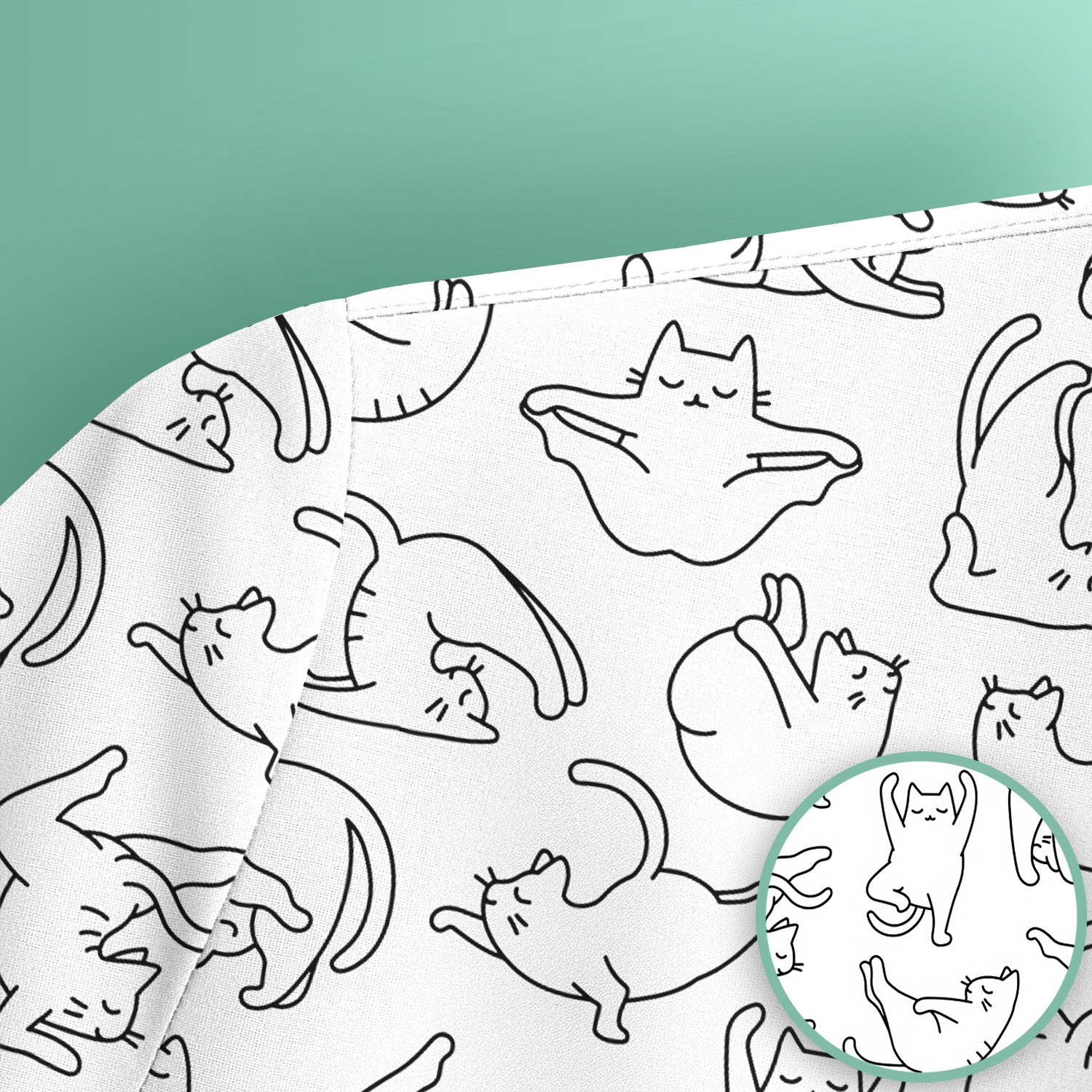 Cute Cat Outline Playing Pattern Scrub Top, Colorful Gothic Nurse Scrubs Uniform