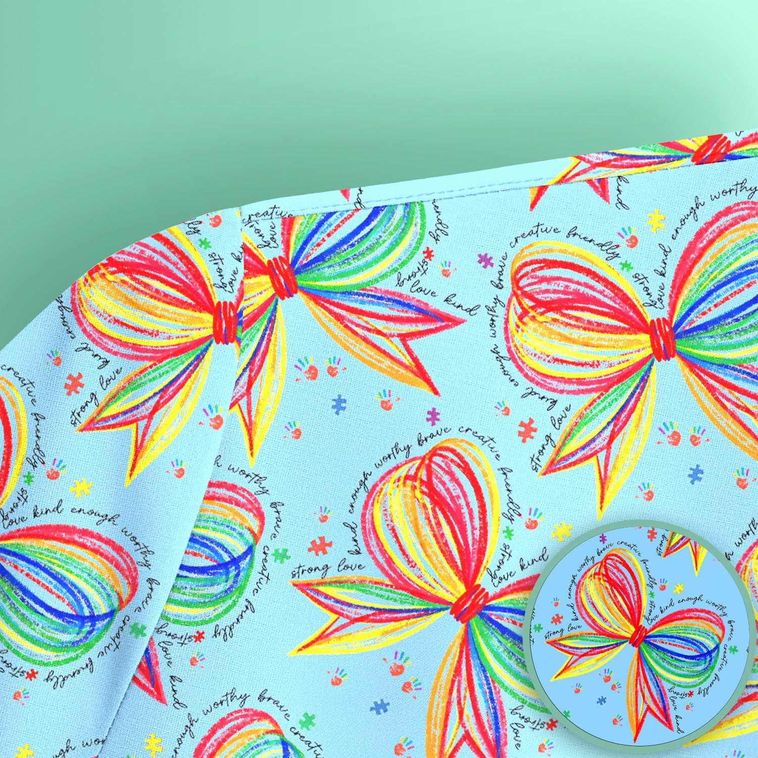 Colorful Rainbow Bow Pattern Scrub Top, Comfortable Scrubs for Nurses