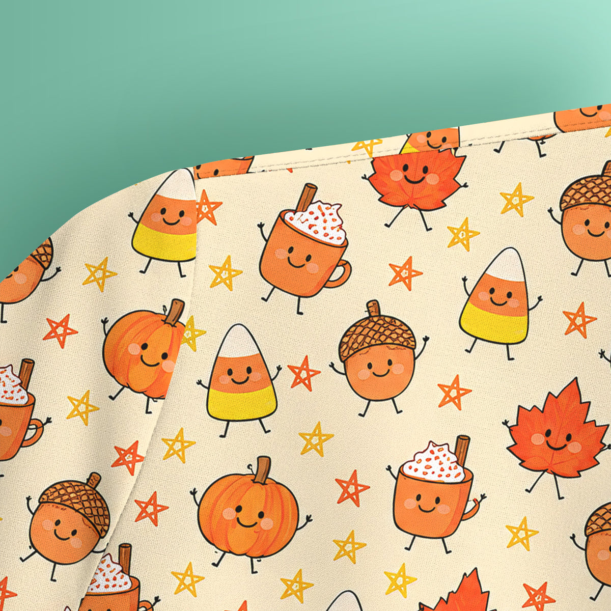 Cute Fall Pumpkin Spice Doodles Scrub Top, Comfortable Scrubs for Nurses