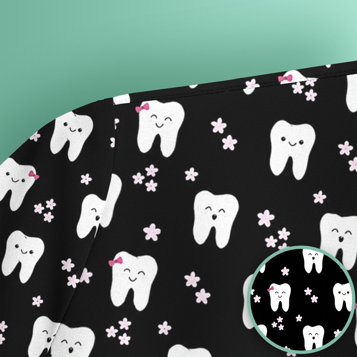 Cute Smiling Tooth And Flowers Scrub Top, Comfortable Scrubs for Nurses