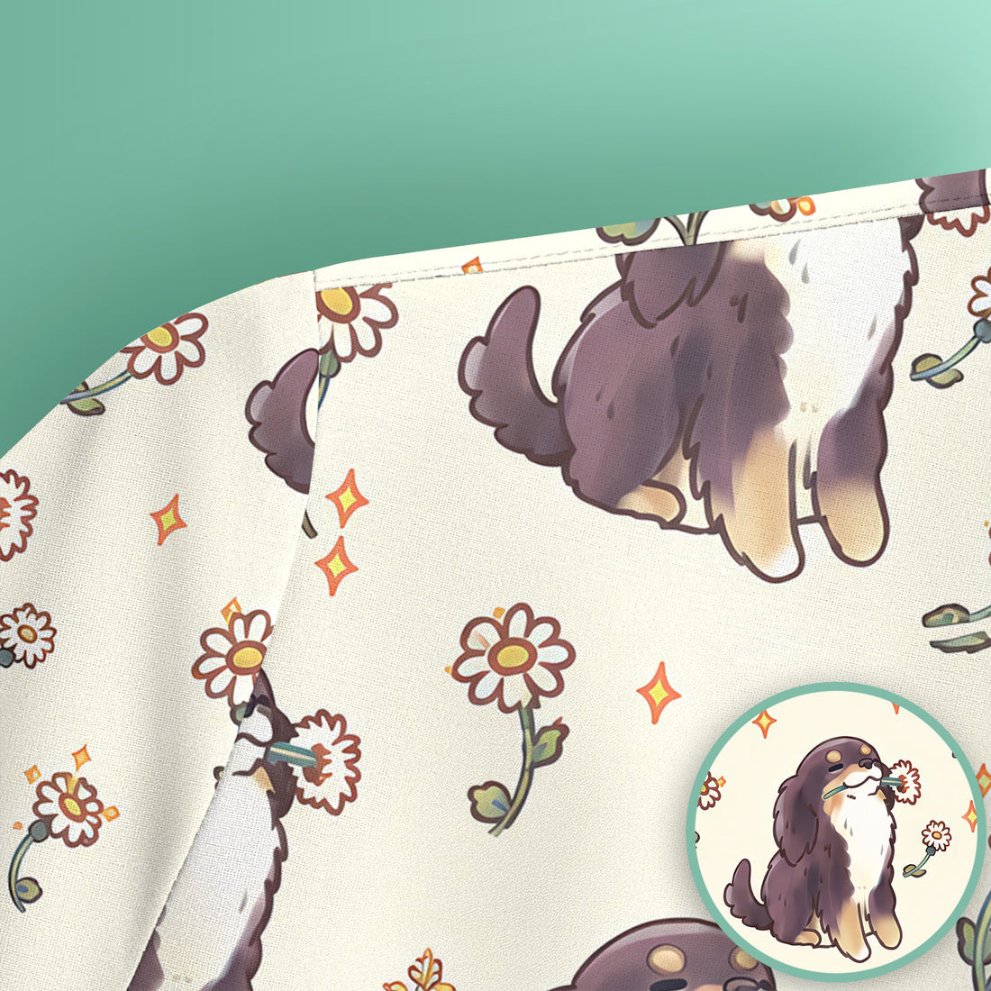 Cute Floral Otter Holding Daisy Pattern Scrub Top, Comfortable Scrubs for Nurses