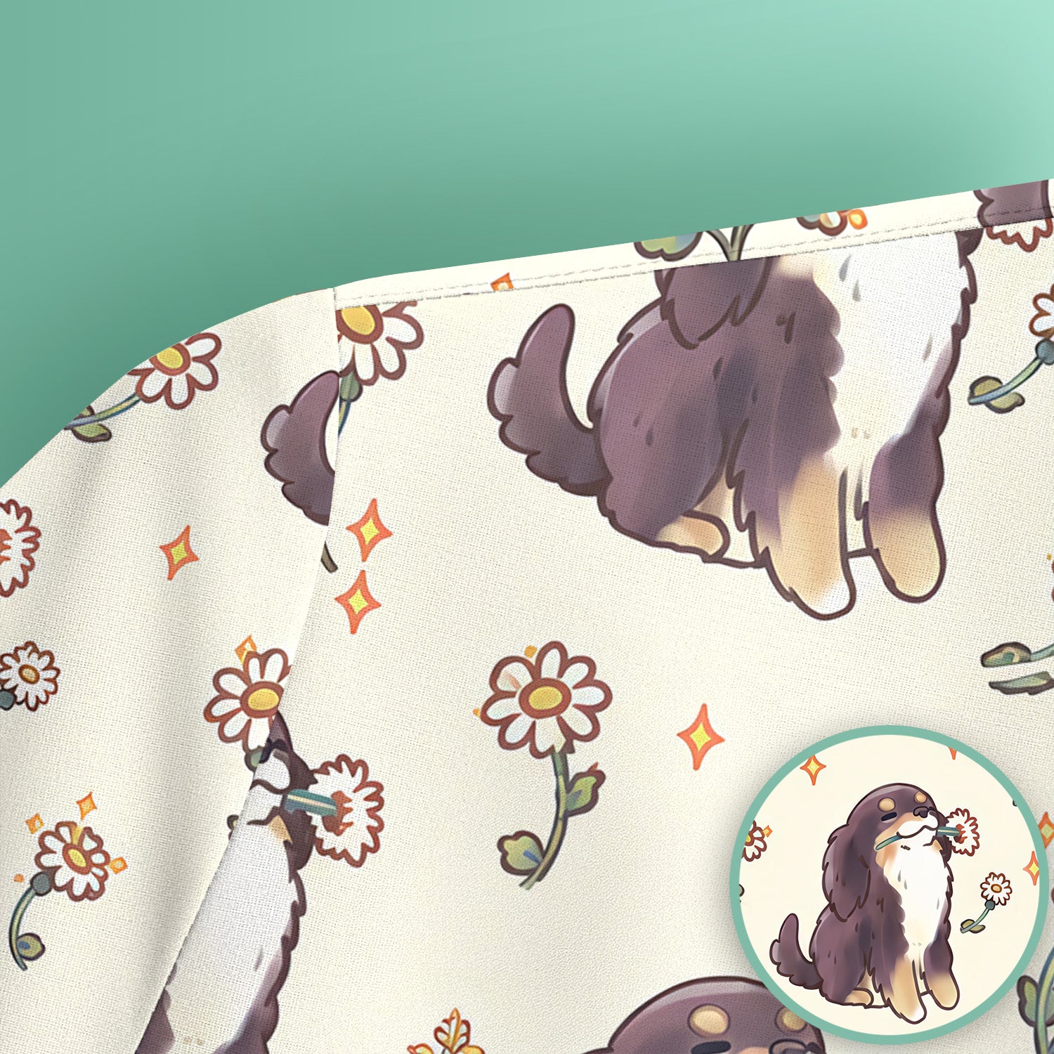 Cute Floral Otter Holding Daisy Pattern Scrub Top, Comfortable Scrubs for Nurses