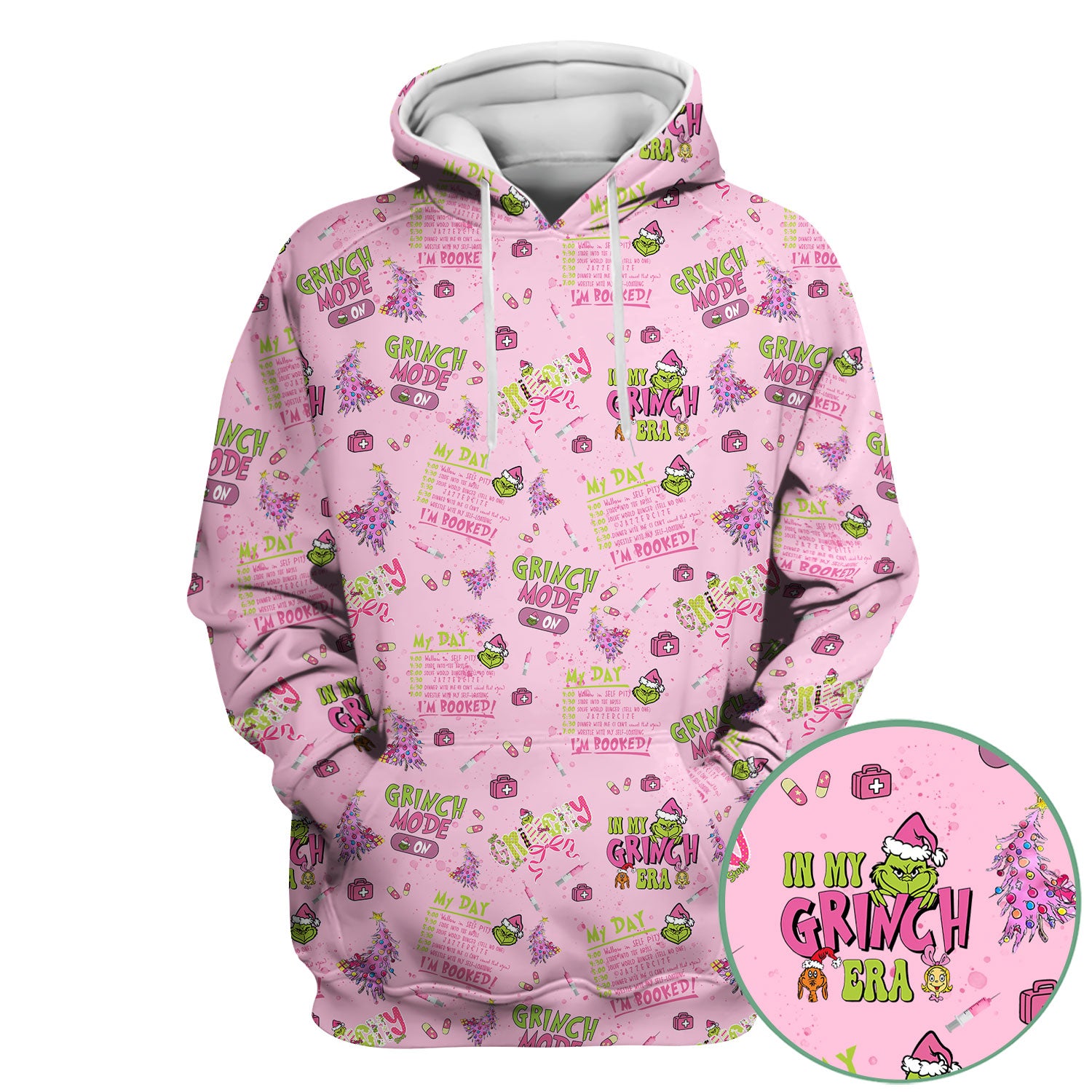 I’m Booked Funny Christmas Scrub for Women - Grinch Mode On Holiday Nurse Uniform Shirt - Grinchmas Gift for RN CNA LPN