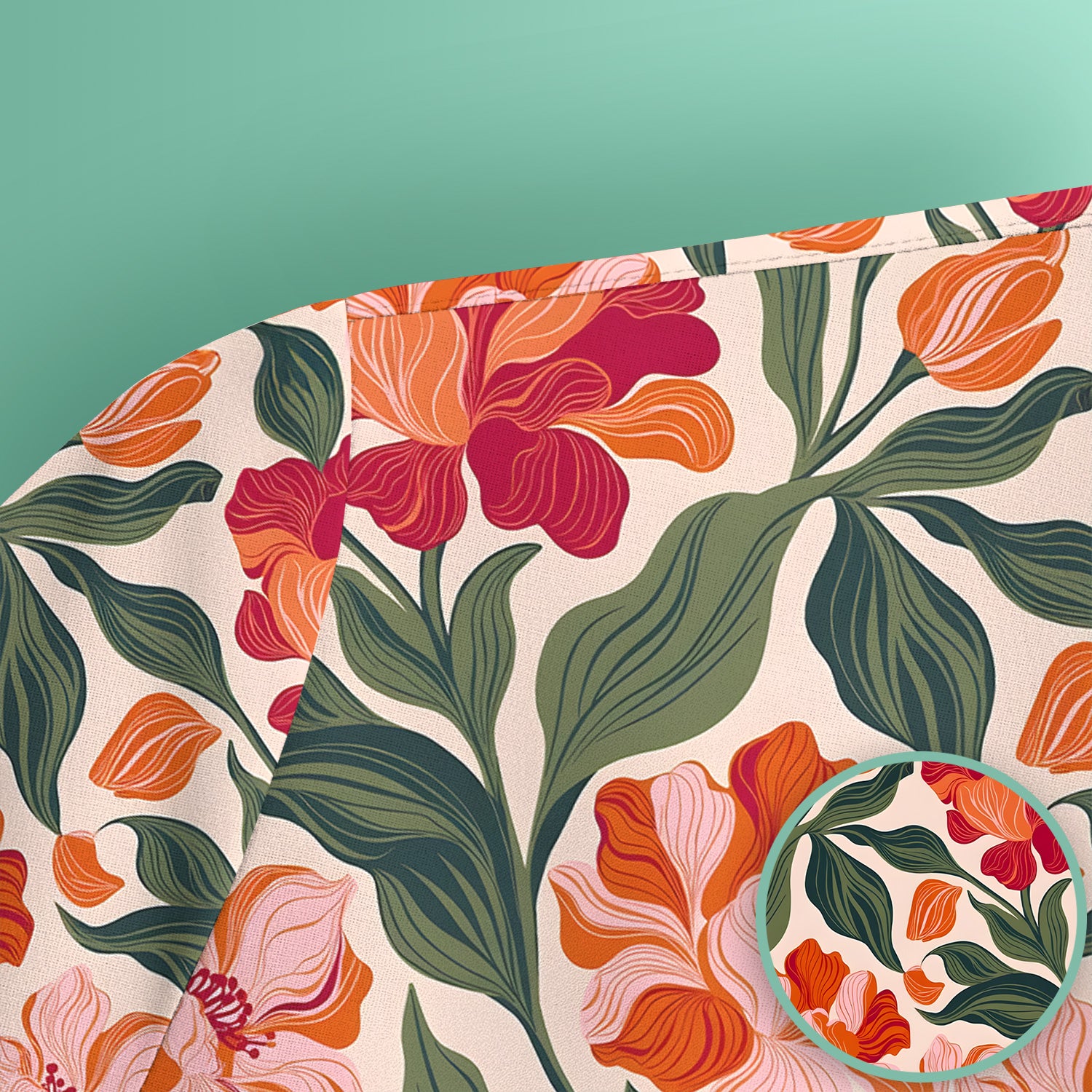 Pretty Tropical Floral Print Scrub Top, Comfortable Scrubs for Nurses