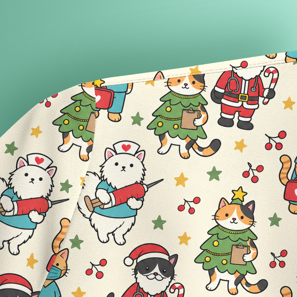Christmas Cats In Nurse And Santa Outfits Scrub Top, Comfortable Scrubs for Nurses