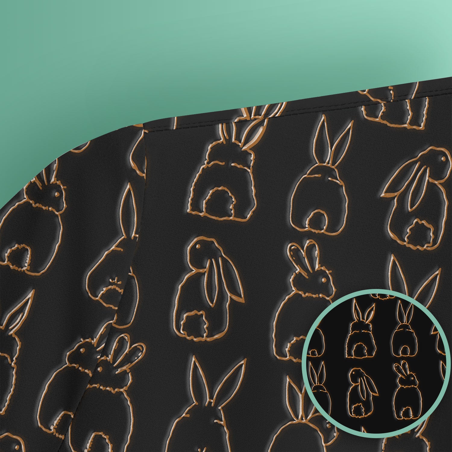 Cartoon Bunny Line Art Pattern Medical Scrub Top, Comfortable Scrubs for Nurses, Easter