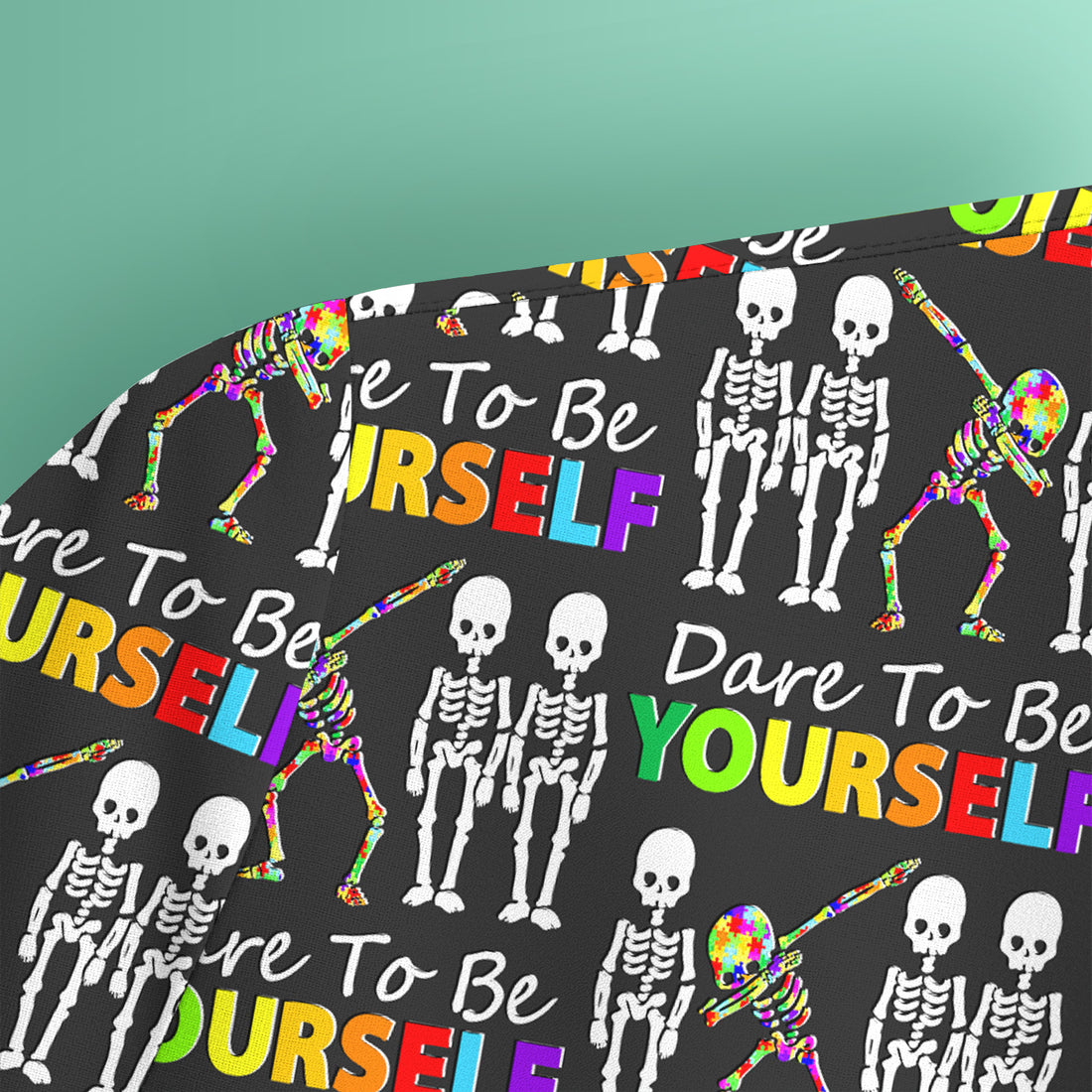 Rainbow Skeleton Dare To Be Yourself Pattern Scrubs Top, Comfortable Scrubs for Nurses