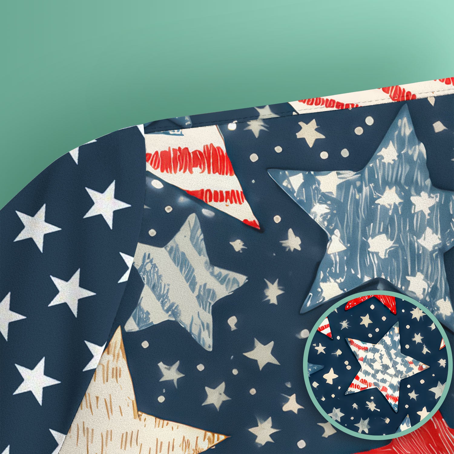 Patriotic Star Pattern Medical Scrub Top, Breathable Fabrics Nursing Uniform