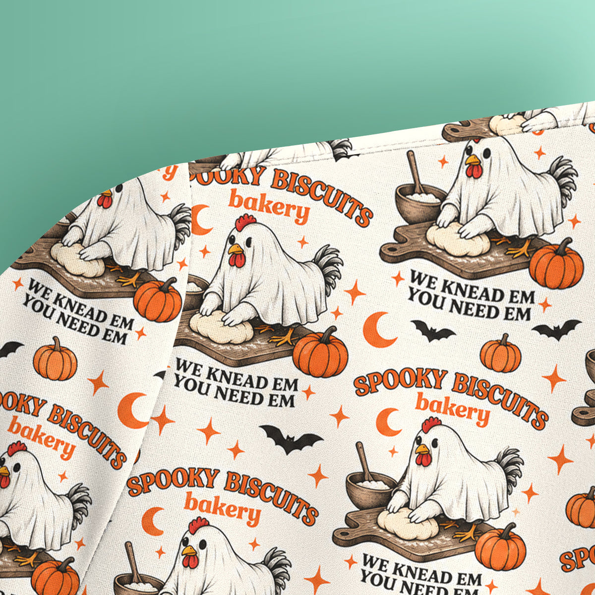 Halloween Spooky Biscuits Chicken Pattern Scrub Top, Comfortable Scrubs for Nurses