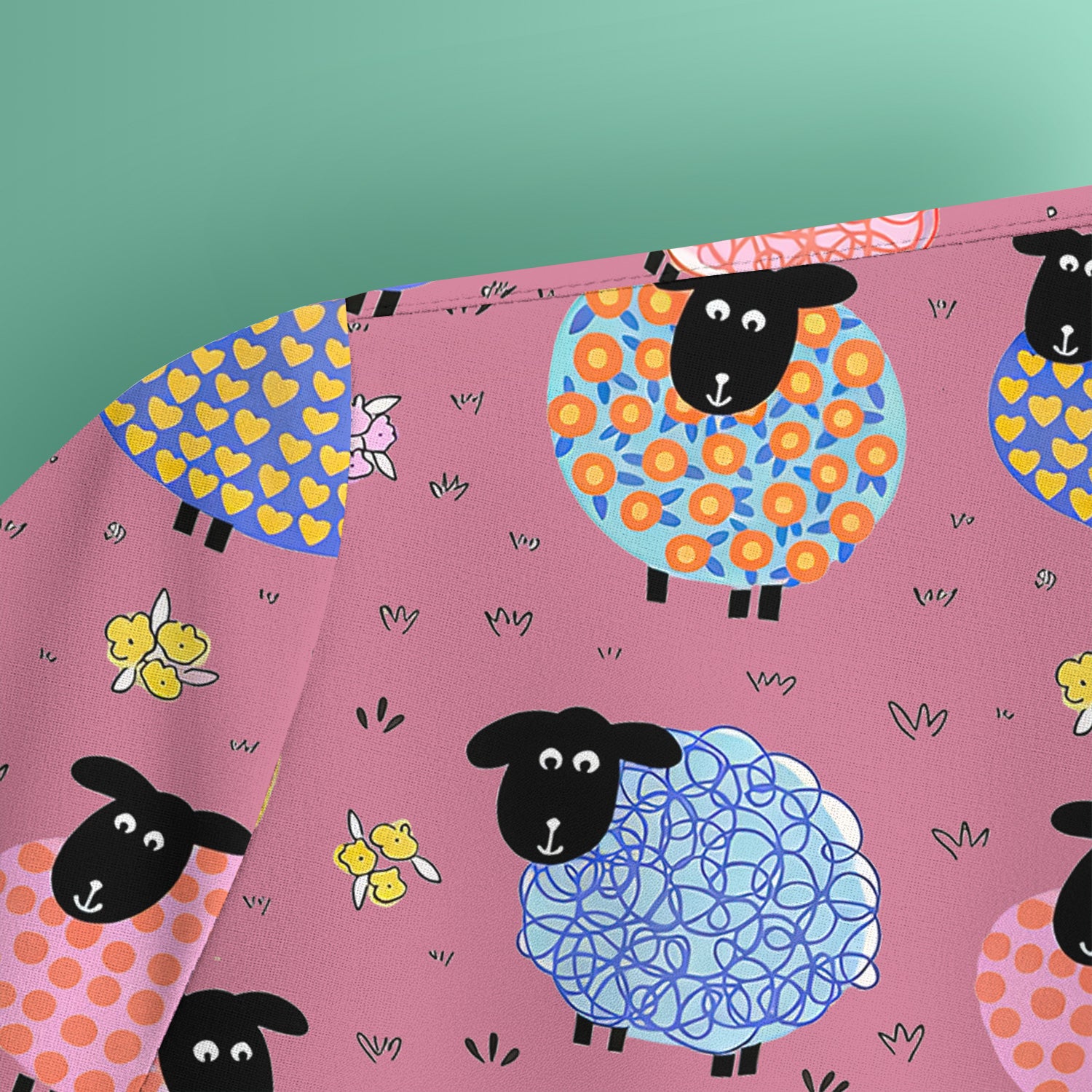 Funny Colorful Sheep Pattern Scrub Top, Comfortable Scrubs for Nurses