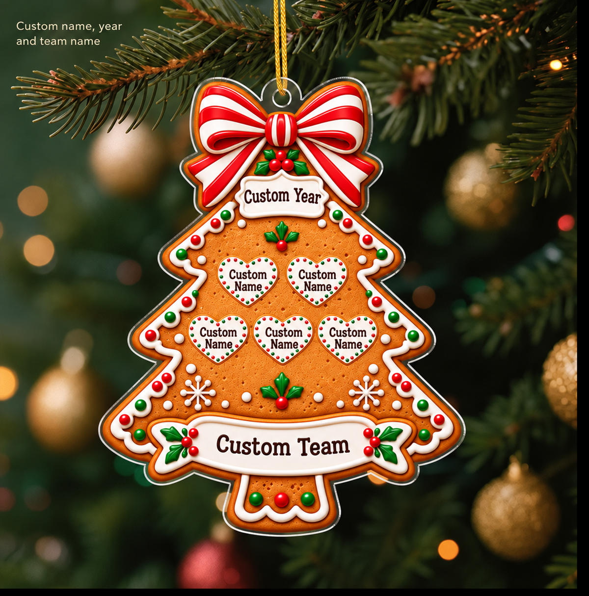 Personalized Nurse Team Gingerbread Tree Acrylic Ornament – Custom Names & Year Christmas Gift