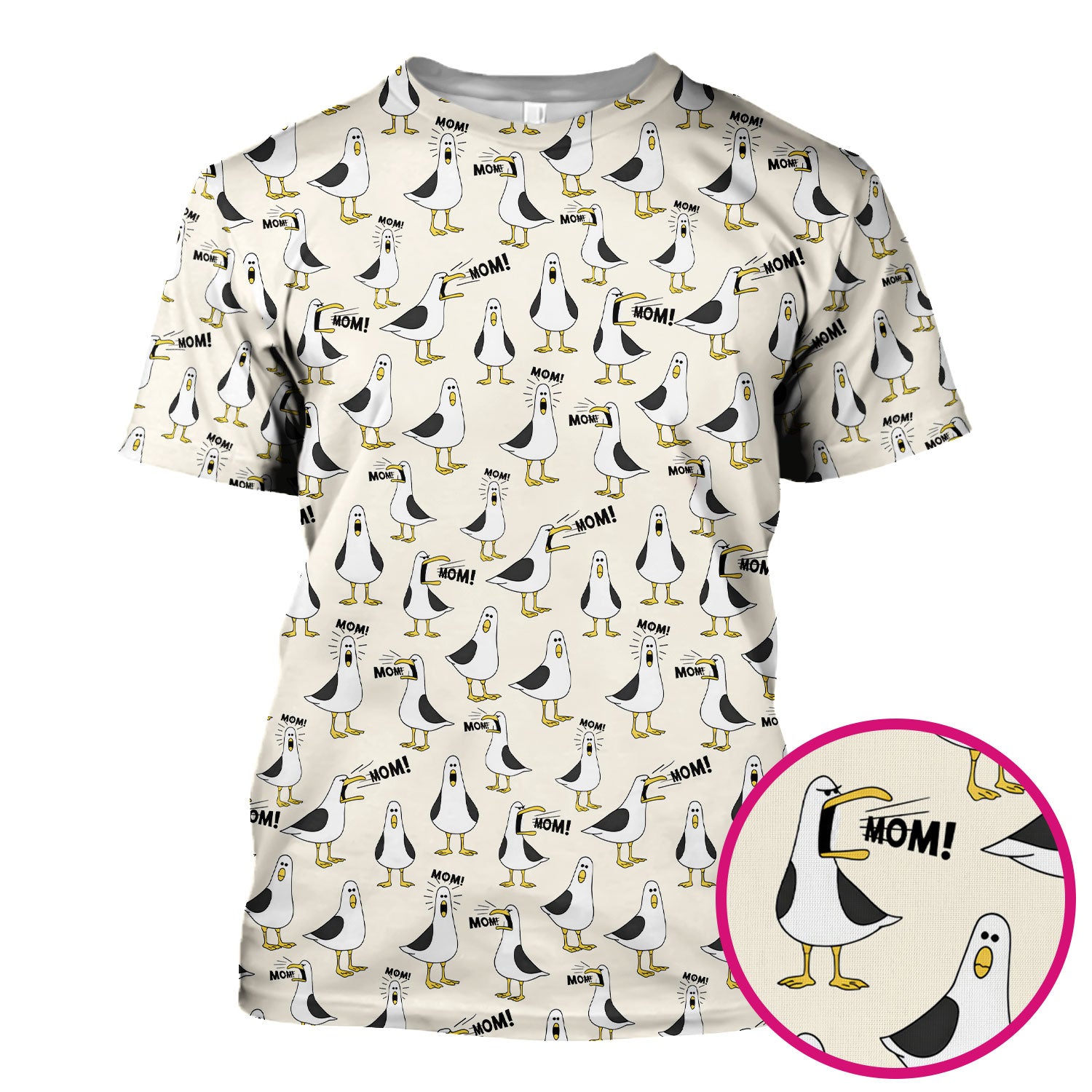 Funny Seagull Mom Seamless Pattern Scrub Top, Comfortable Scrubs for Nurses