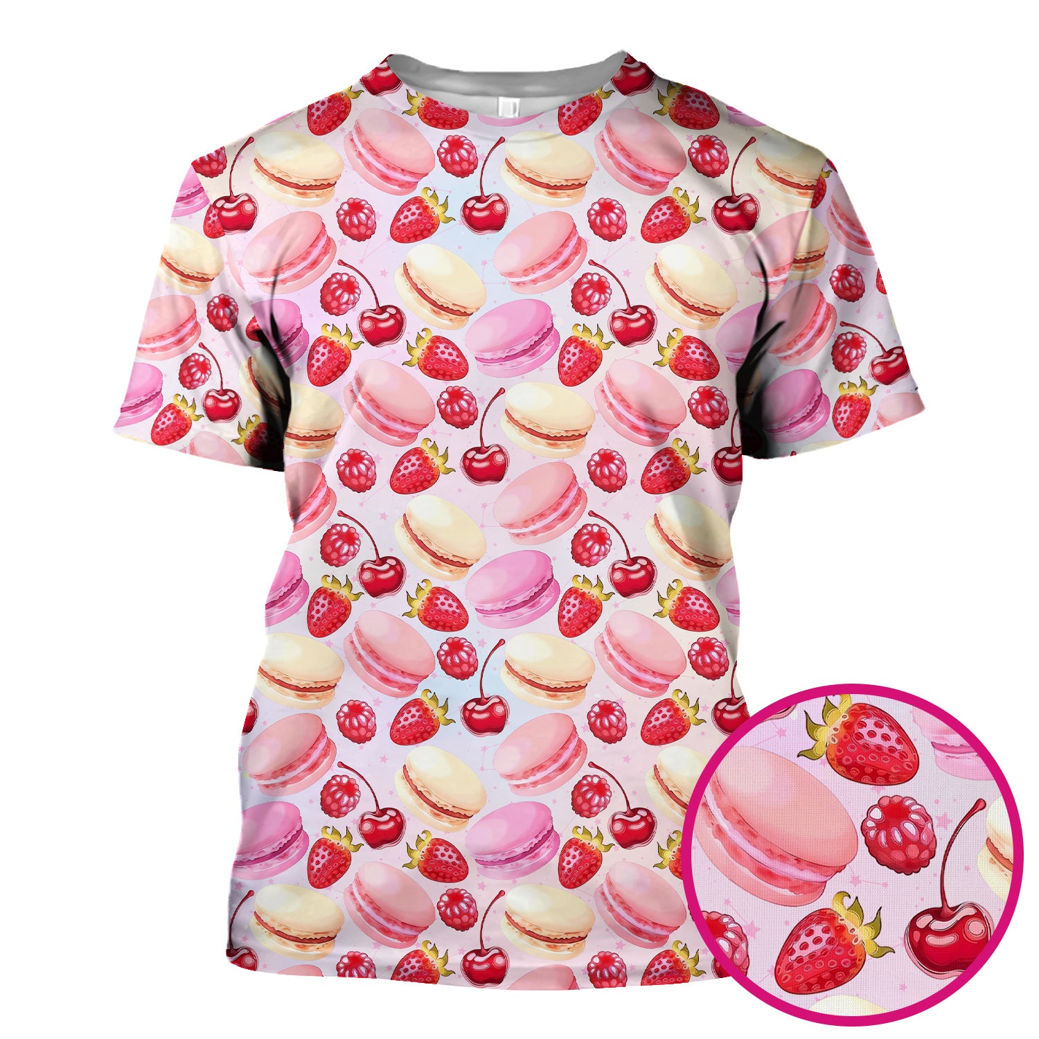 Sweet Dessert Pattern Scrub Top, Breathable Fabrics Nursing Uniform
