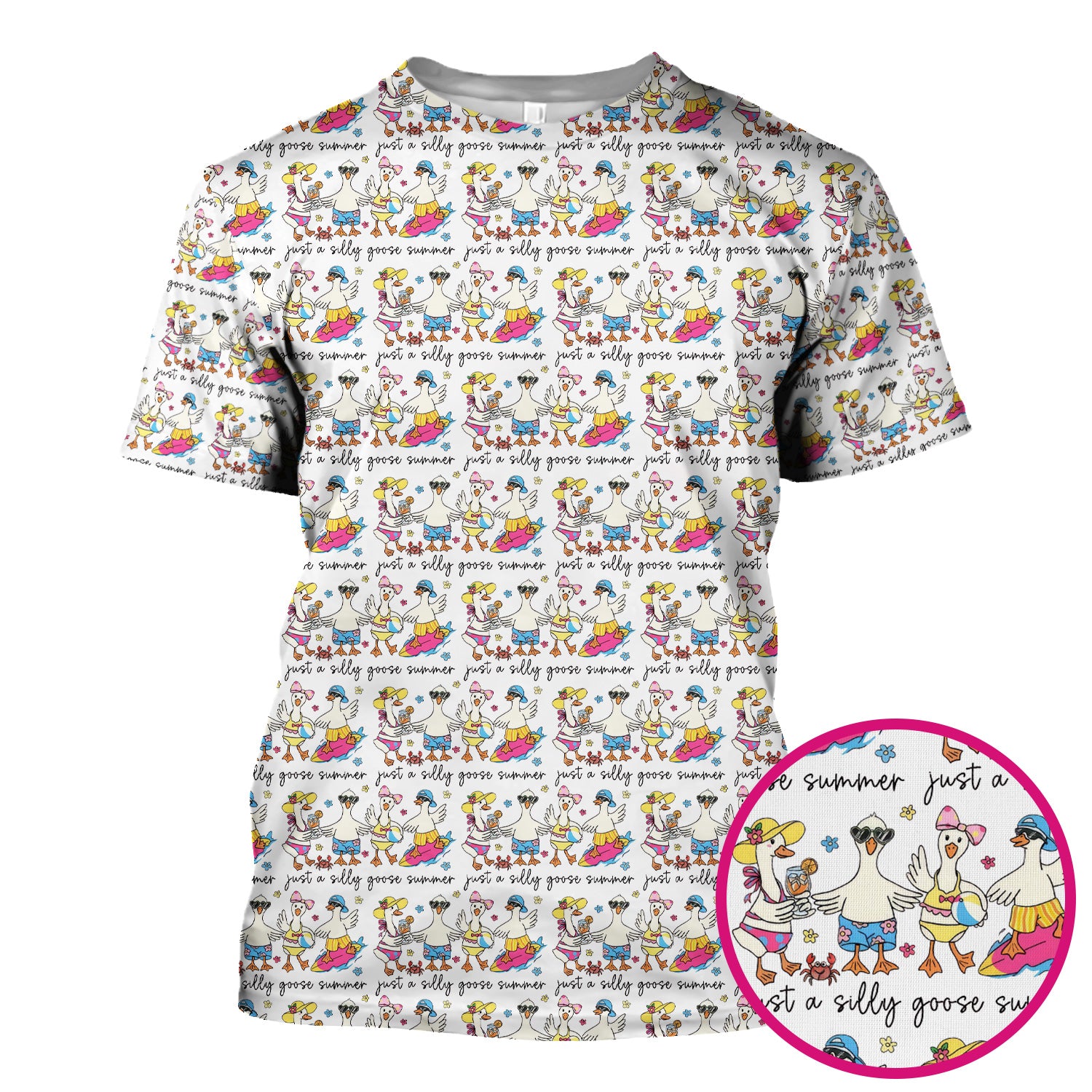 Funny Goose Summer Beach Pattern Scrub Top, Comfortable Scrubs for Nurses