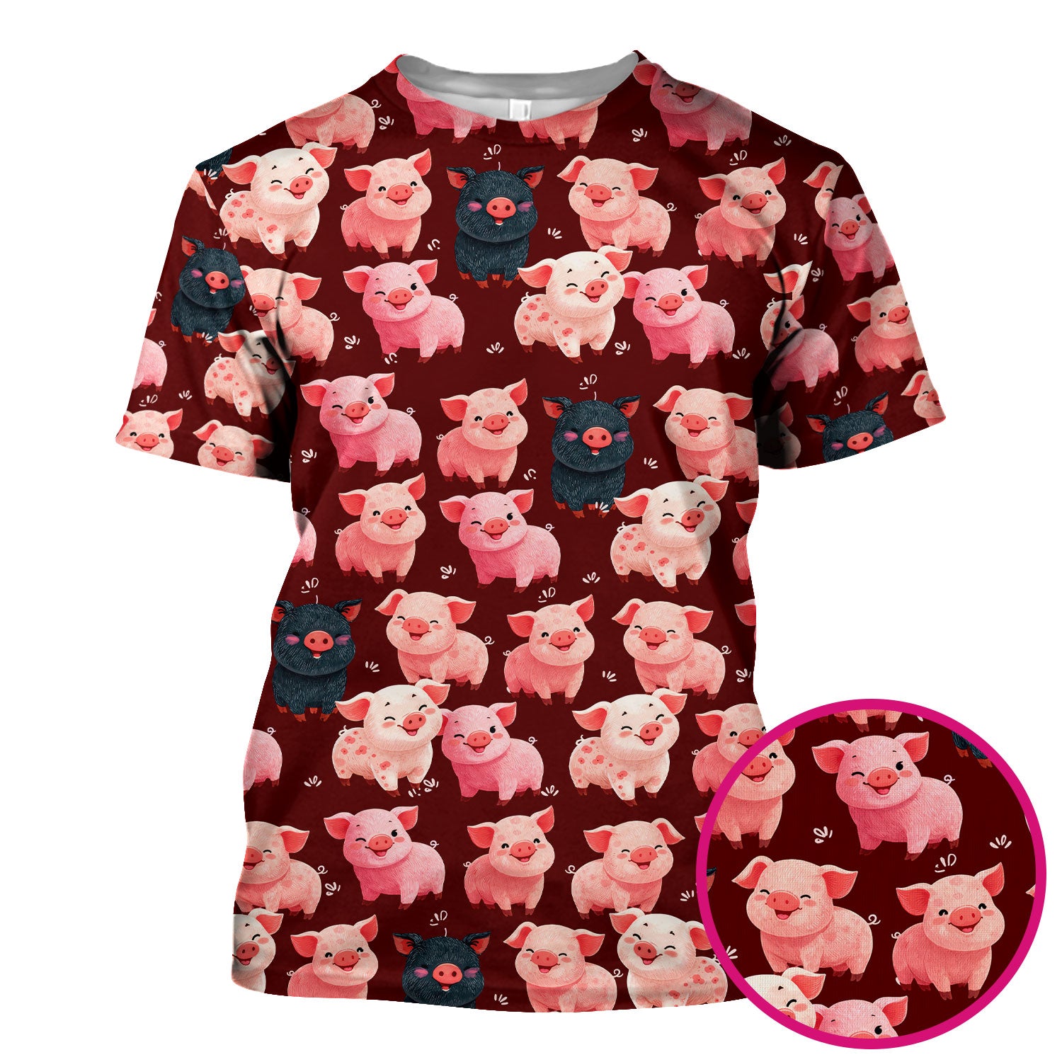 Funny Farm Pig Cartoon Pattern Scrub Top, Comfortable Scrubs for Nurses