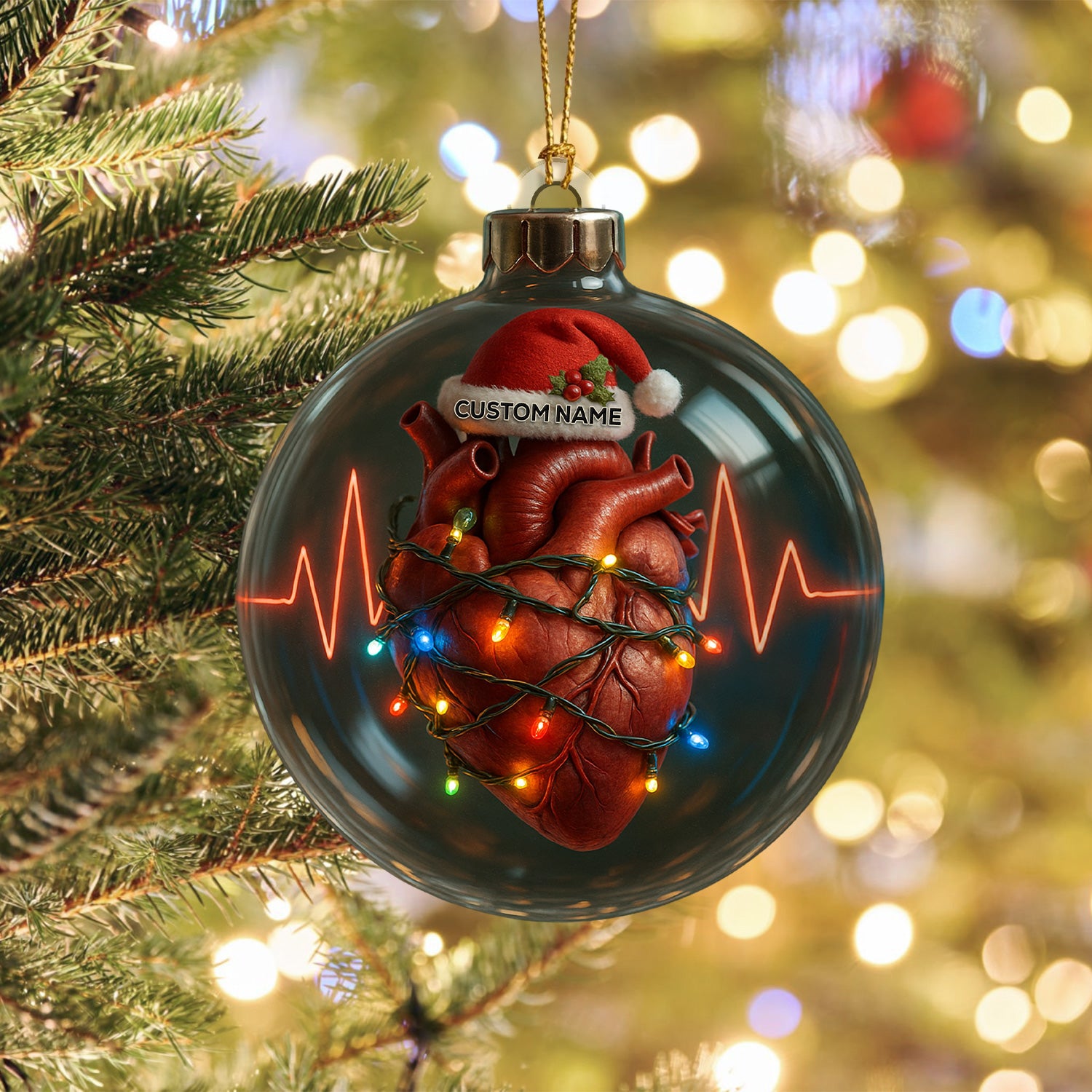 Personalized Anatomical Heart Christmas Ornament, Custom Name Medical Heart Ornament, Nurse Doctor Heartbeat Tree Decor, Medical Christmas Gift