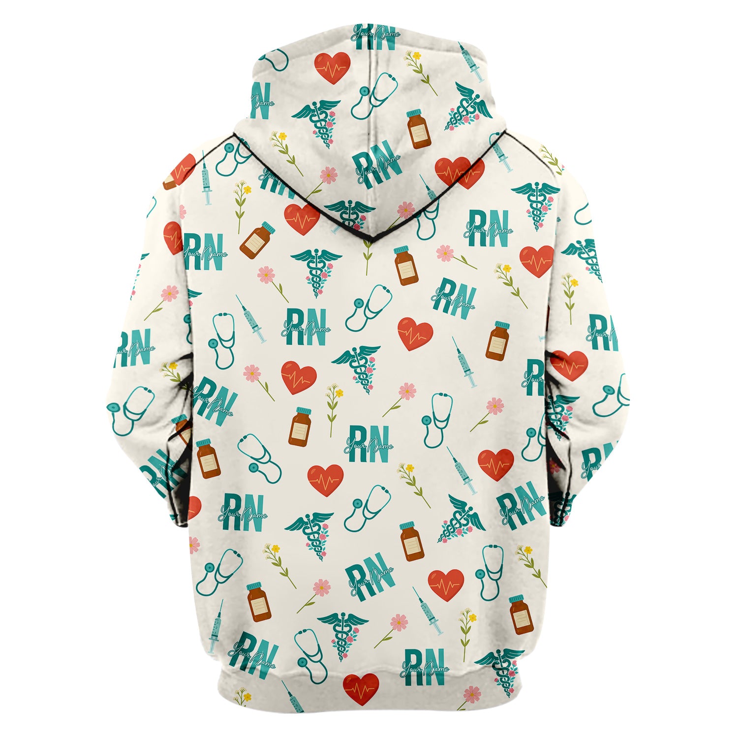 Personalized RN T-Shirt for Women - Graphic Tee with Cute Medical Pattern - Gift for CNA, LPN, Medical Worker