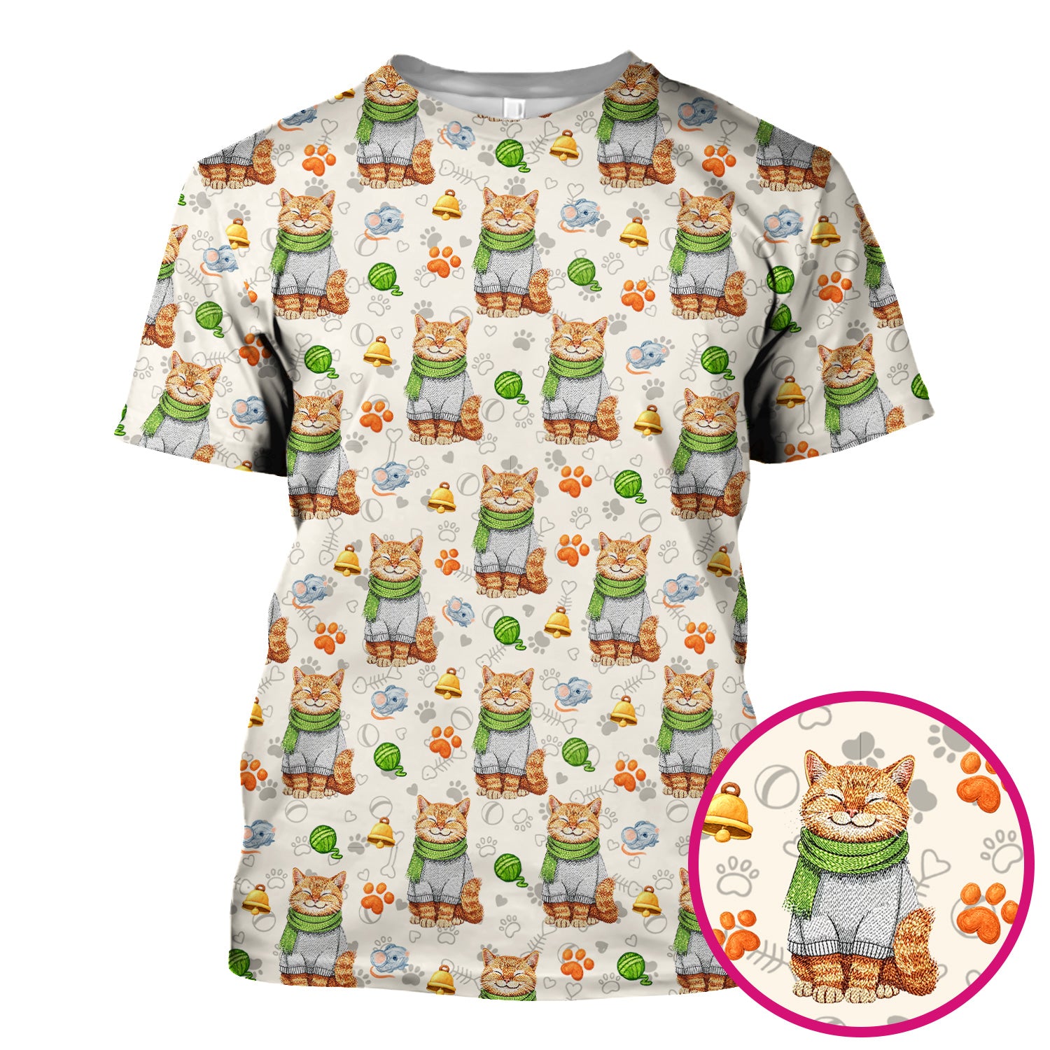 Adorable Cat Lover Nurse Scrub Top, Cute Cat Medical Pattern Shirt, Breathable Fabrics Nursing Uniform