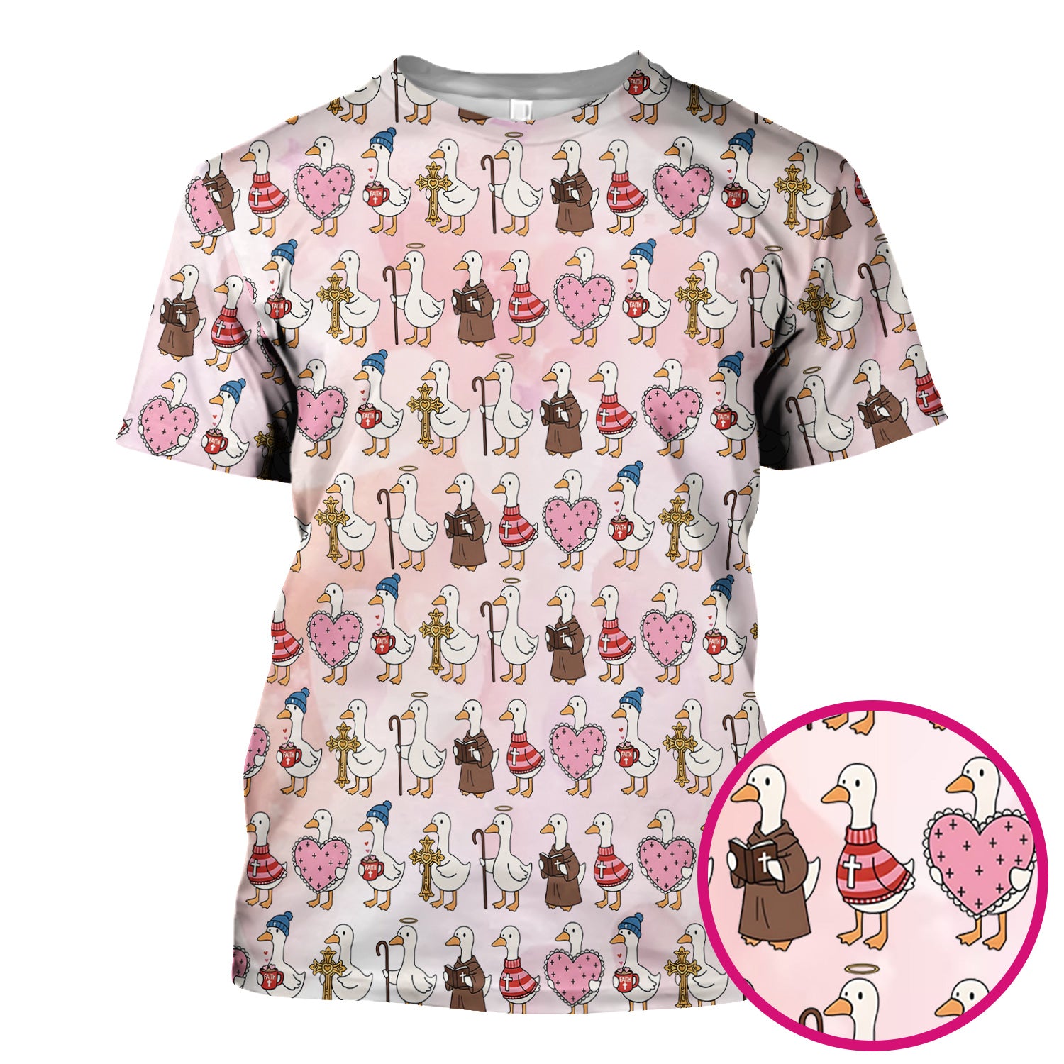 Goose Valentine Heart Illustration Design Scrubs Top, Breathable Fabrics Nursing Uniform