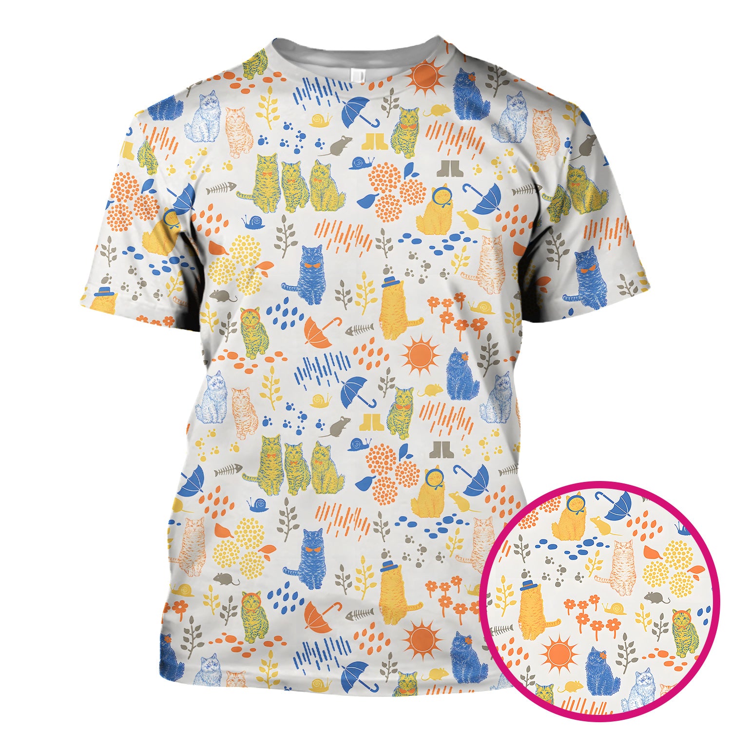 Cozy Rainy Day Cat Lover Nature Nurse Pattern Scrub Top, Comfortable Scrubs for Nurses