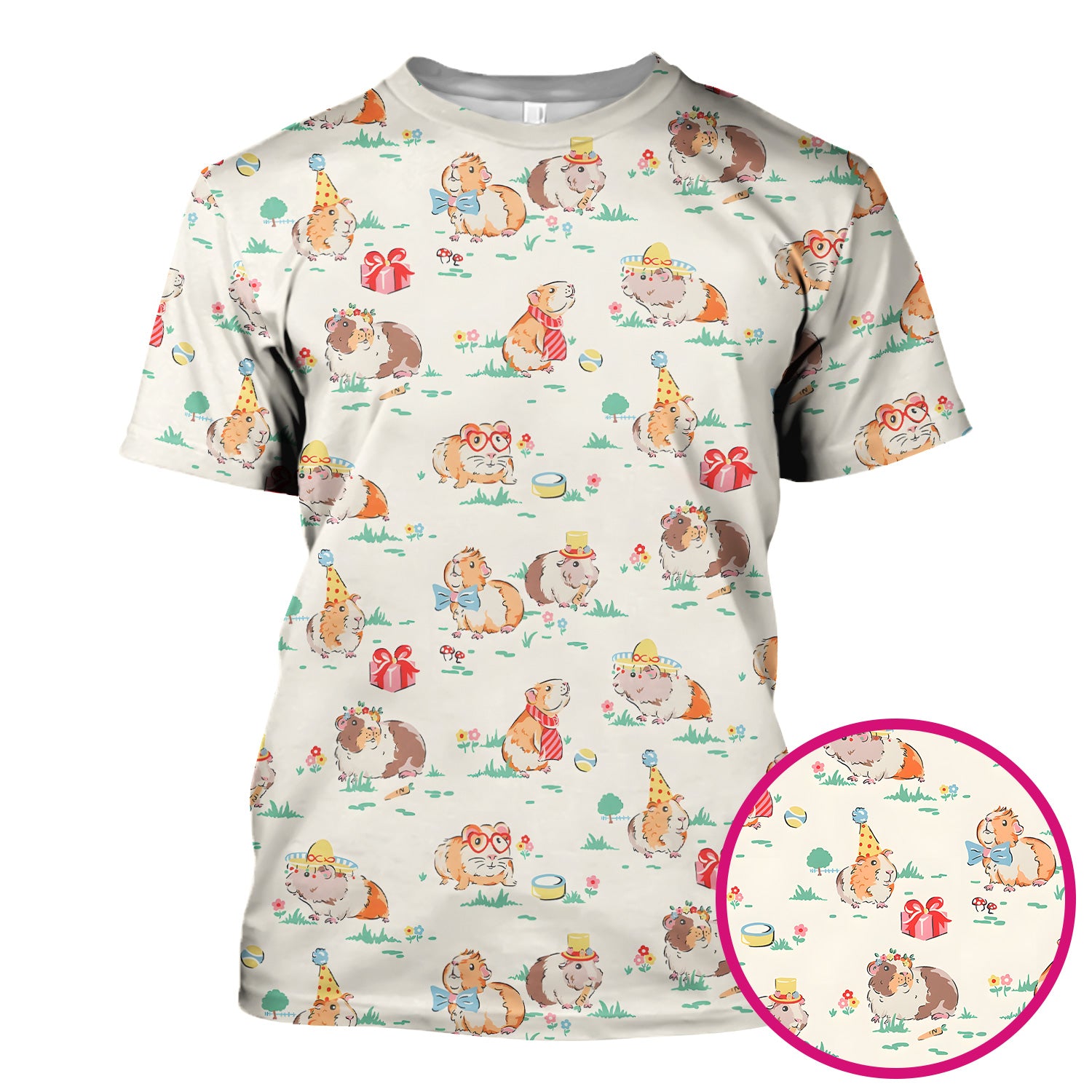 Cute Guinea Pig Party Nurse Pattern Scrub Top, Comfortable Scrubs for Nurses