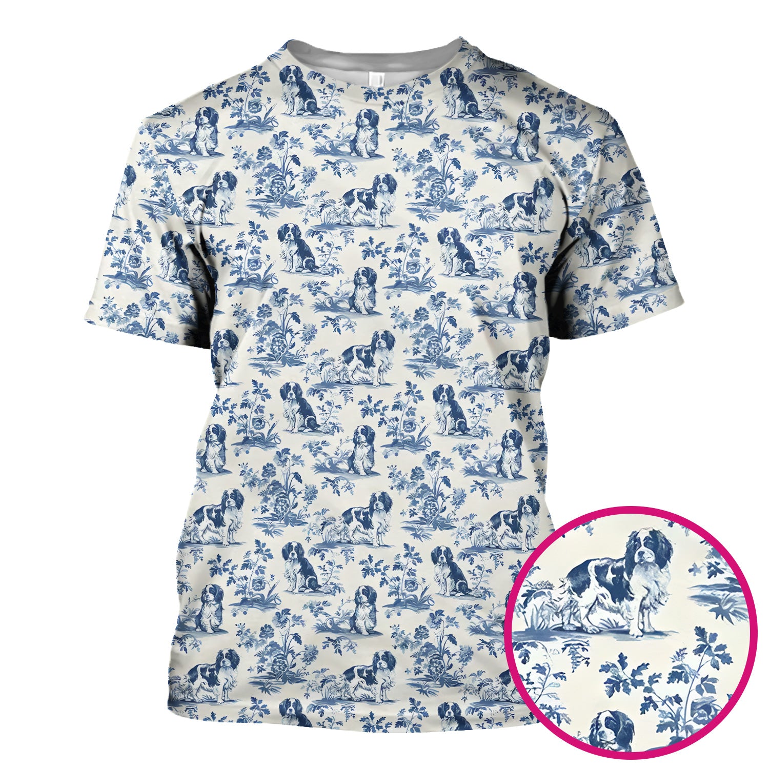 Dog Pattern Toile De Jouy Scrub Top, Vintage Dog Print Nurse Scrub Shirt, Cute Vet Tech Uniform