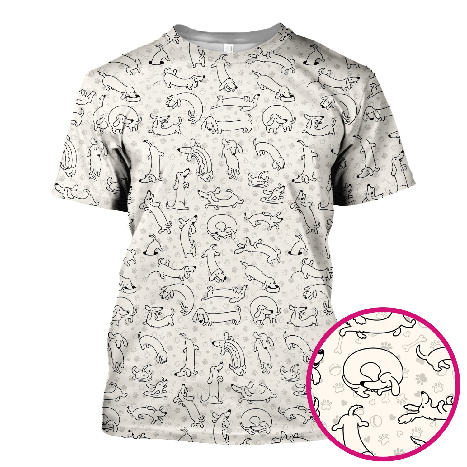 Playful Dachshund Dog Line Art Print Scrub Top, Comfortable Scrubs for Nurses