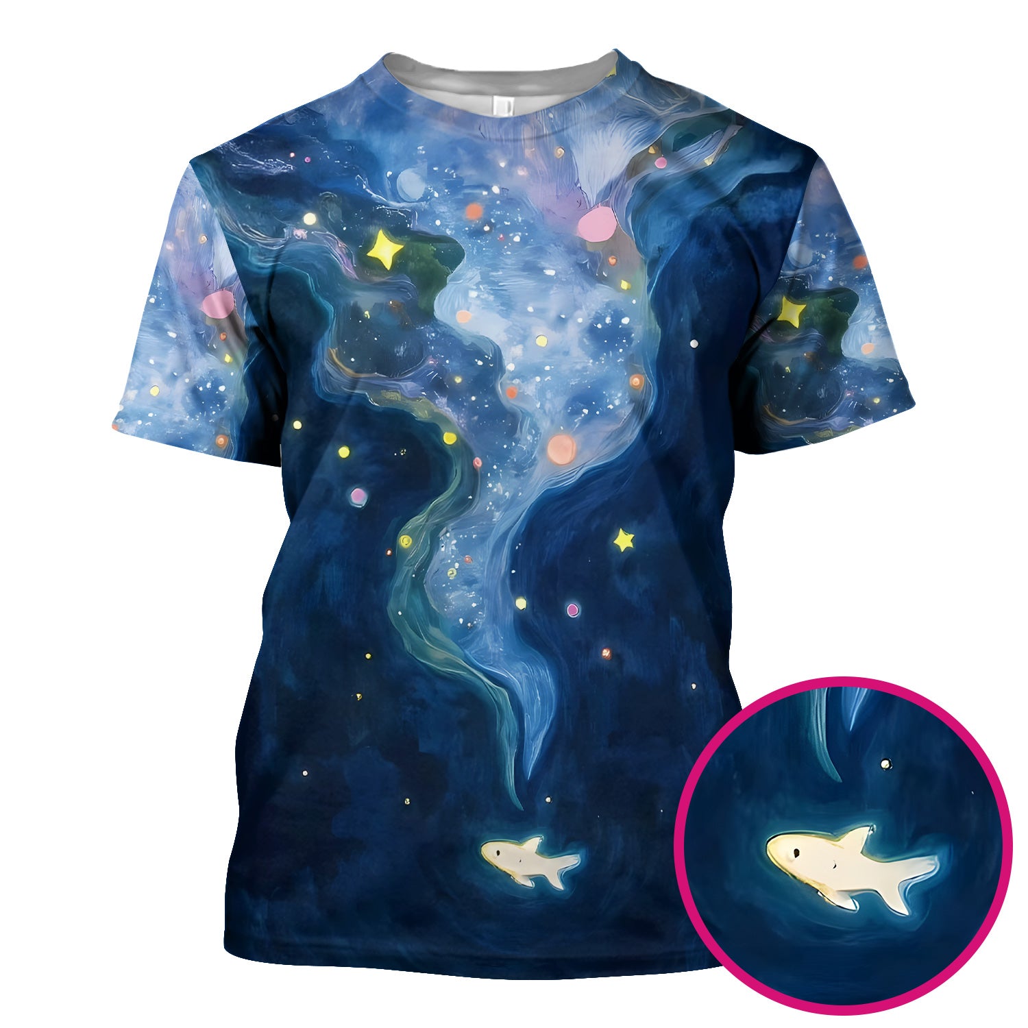 Marine Life Shark Pattern Scrub Top, Comfortable Scrubs for Nurses