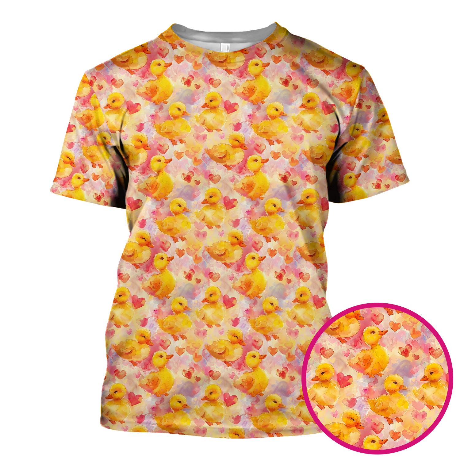 Cute Duck Heart Watercolor Pattern Scrub Top, Comfortable Scrubs for Nurses