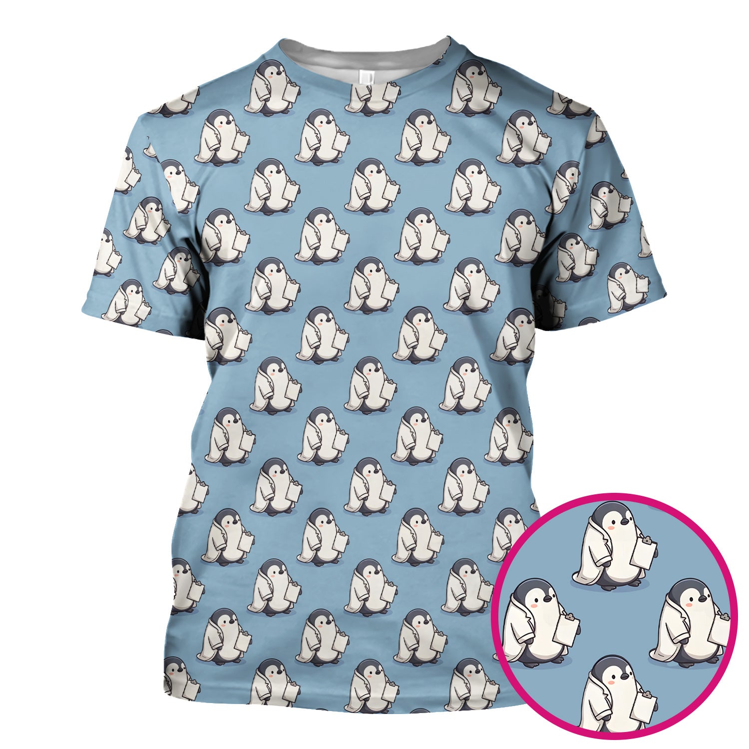 Penguin Nurse Medical Pattern Scrub Top, Comfortable Scrubs for Nurses