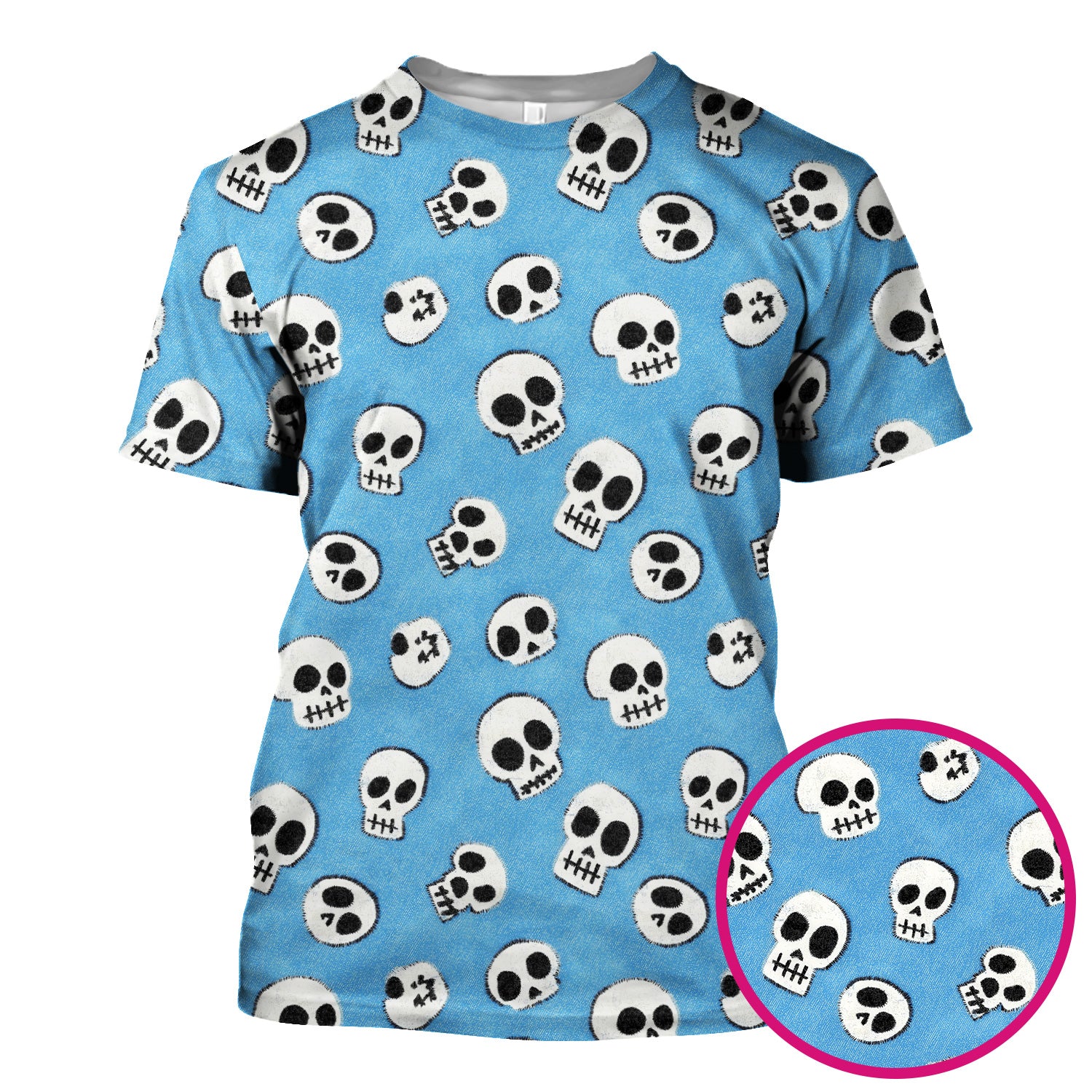 Blue Skull Halloween Pattern Scrub Top, Comfortable Scrubs for Nurses