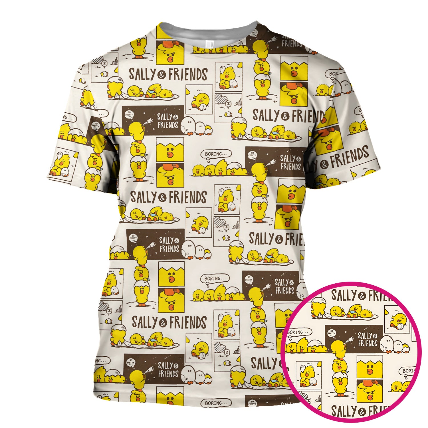 Cute Cartoon Chick Comic Pattern Scrub Top, Comfortable Scrubs for Nurses