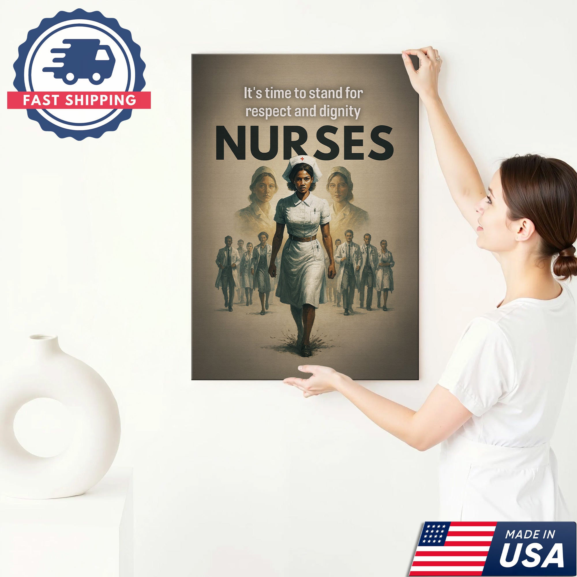 Nurses Respect & Dignity Apparel Canvas, Empowering Nurse Wall Decor, Healthcare Worker Appreciation Gift