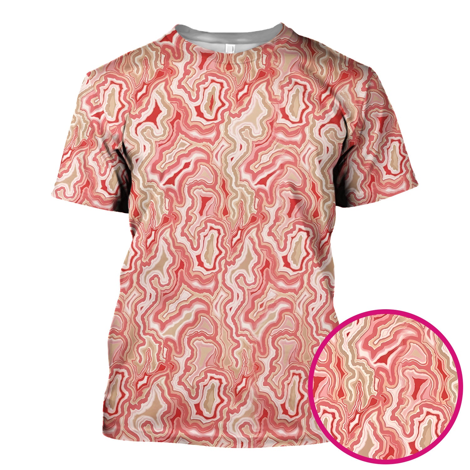 Pink Marble Swirl Abstract Pattern Scrub Top, Comfortable Scrubs for Nurses