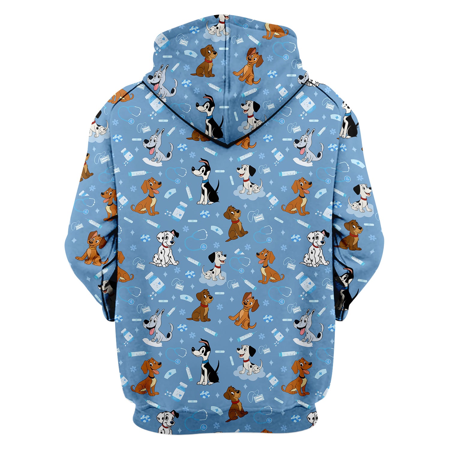 Cute Cartoon Dog Scrubs Top - Fun Puppy Pattern Medical Shirt for Veterinarians, Vet Techs, Animal Lovers - Pet Care Workwear Gift