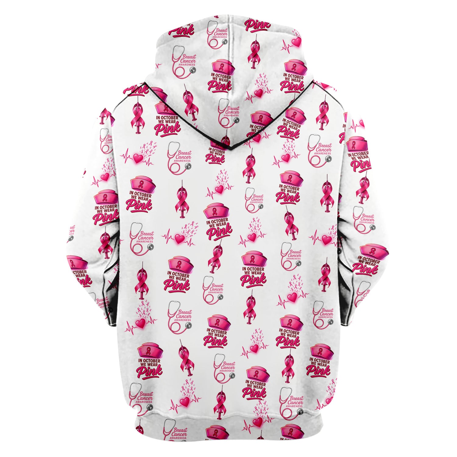 Nurse Breast Cancer Awareness Scrub Top - In October We Wear Pink Design - Gift for RN LPN Healthcare Workers