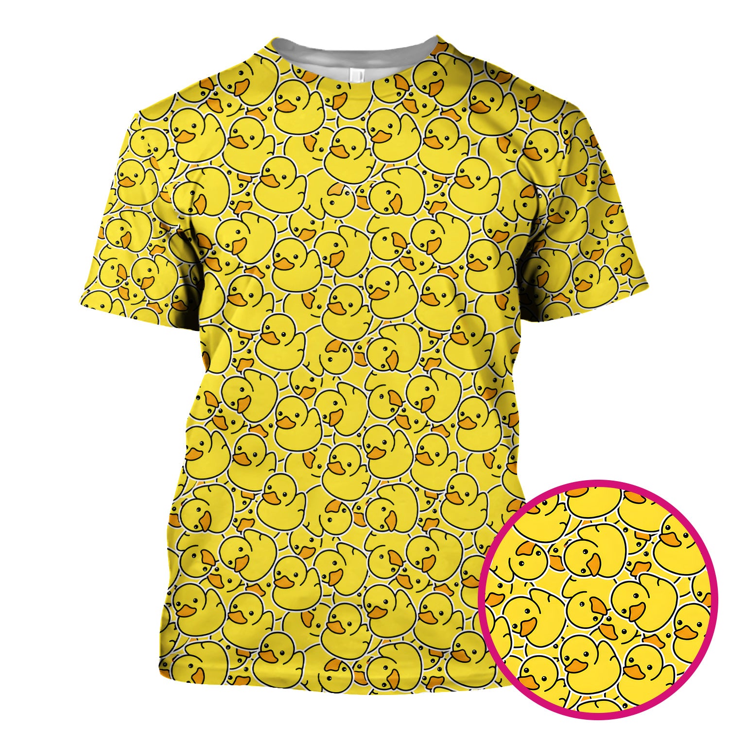 Yellow Rubber Duck Pattern Scrub Top, Comfortable Scrubs for Nurses