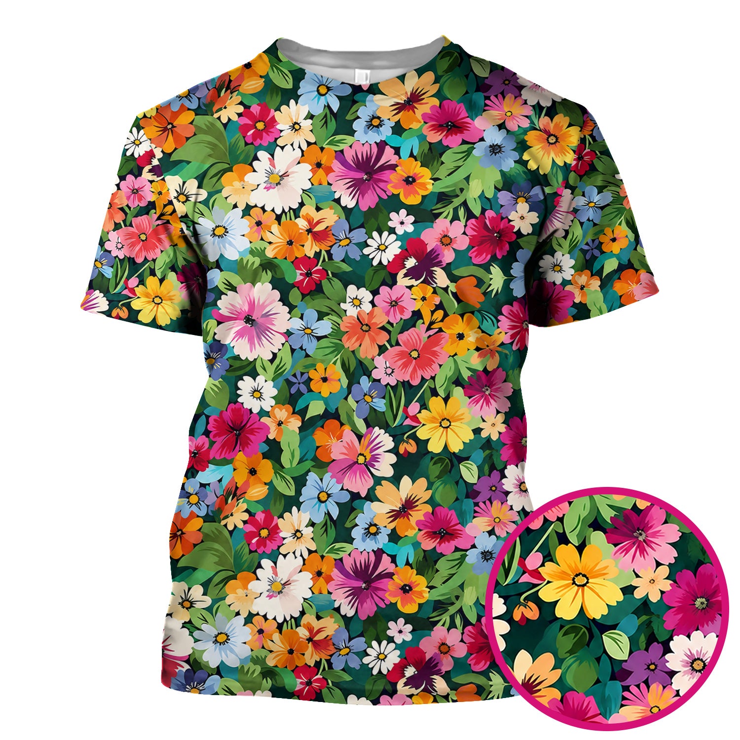 Colorful Wildflower Garden Pattern Scrub Top, Comfortable Scrubs for Nurses