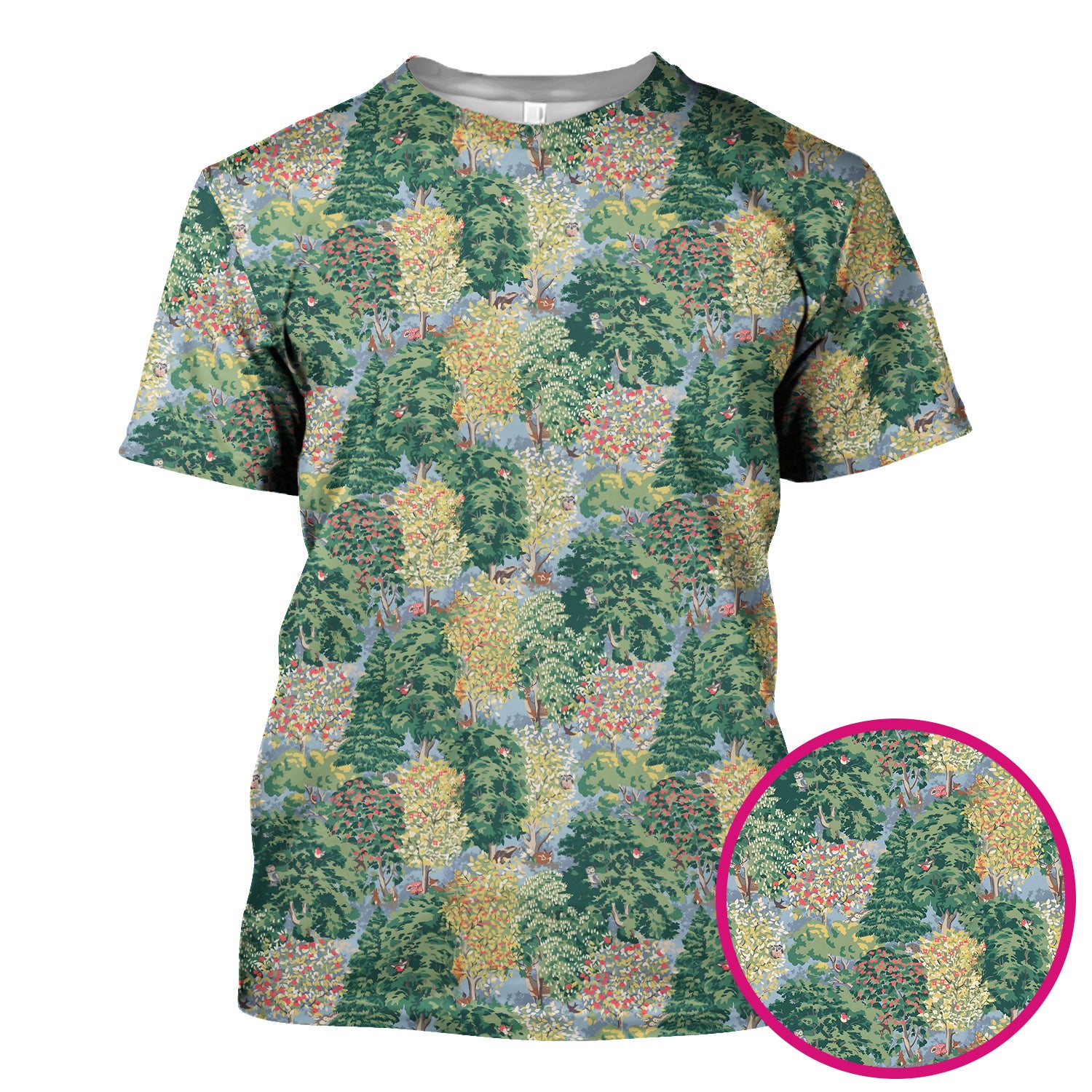Forest Landscape Pattern Scrub Top, Comfortable Scrubs for Nurses