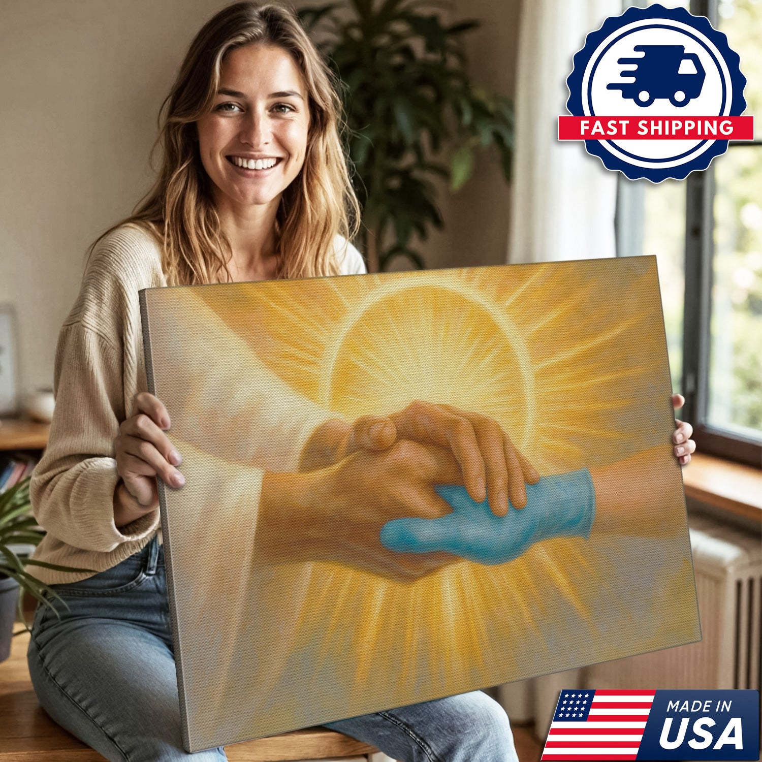 Faith Nurse Canvas for Women, Healing Hand of God, RN LPN CNA Gift