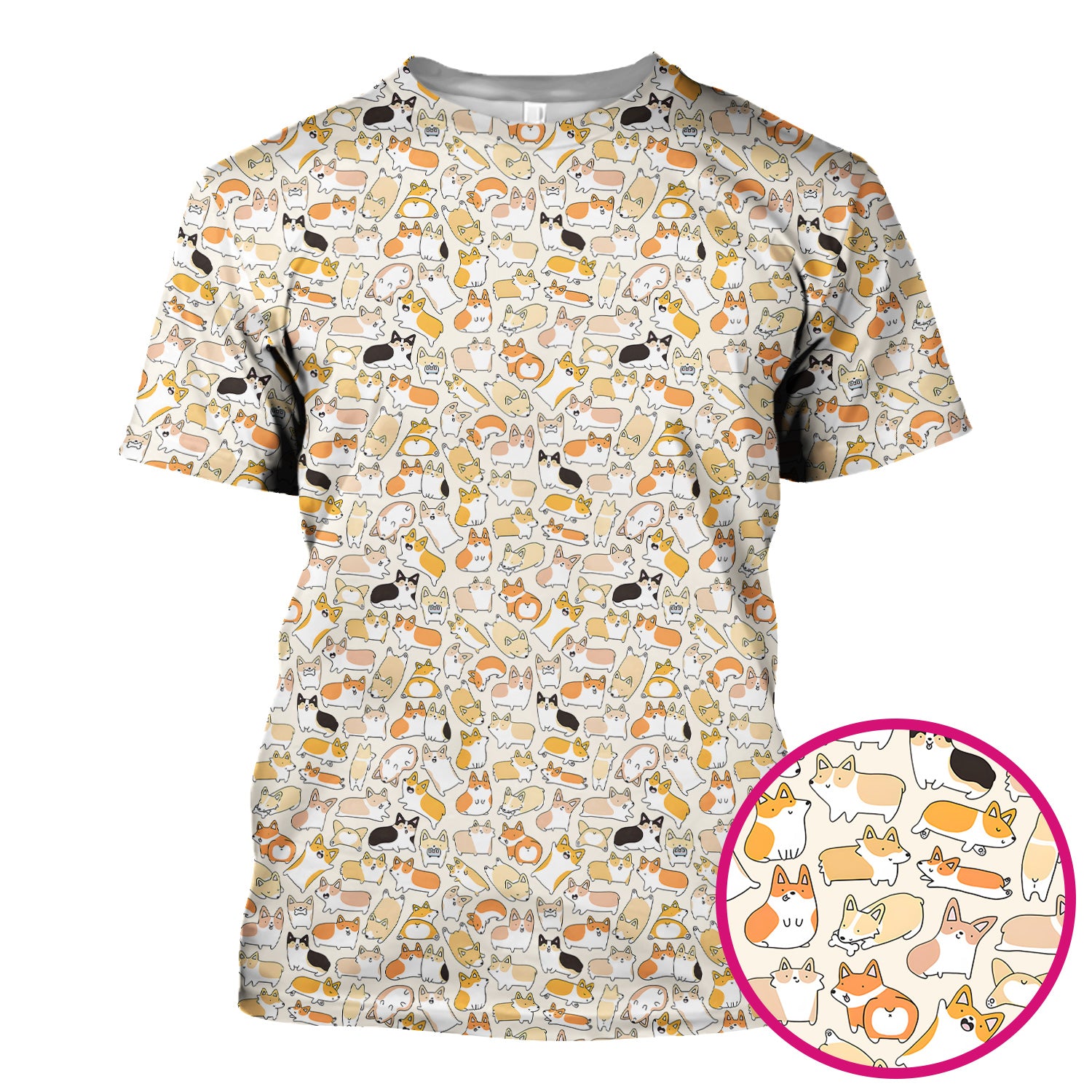 Cute Corgi Dog All Over Print Scrub Top, Comfortable Scrubs for Nurses