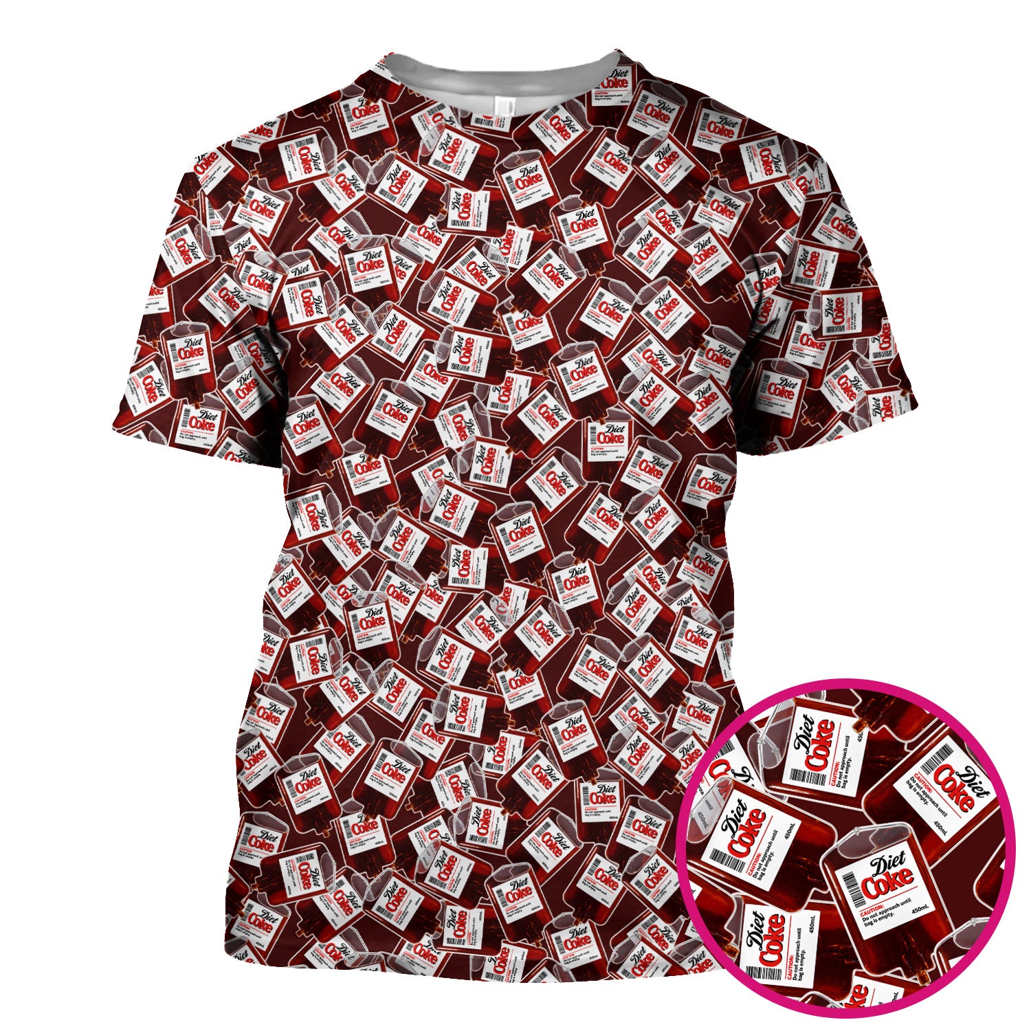 Vintage Soda Bottle Print V Neck Scrub Top for Nurses, Red Medical Uniform