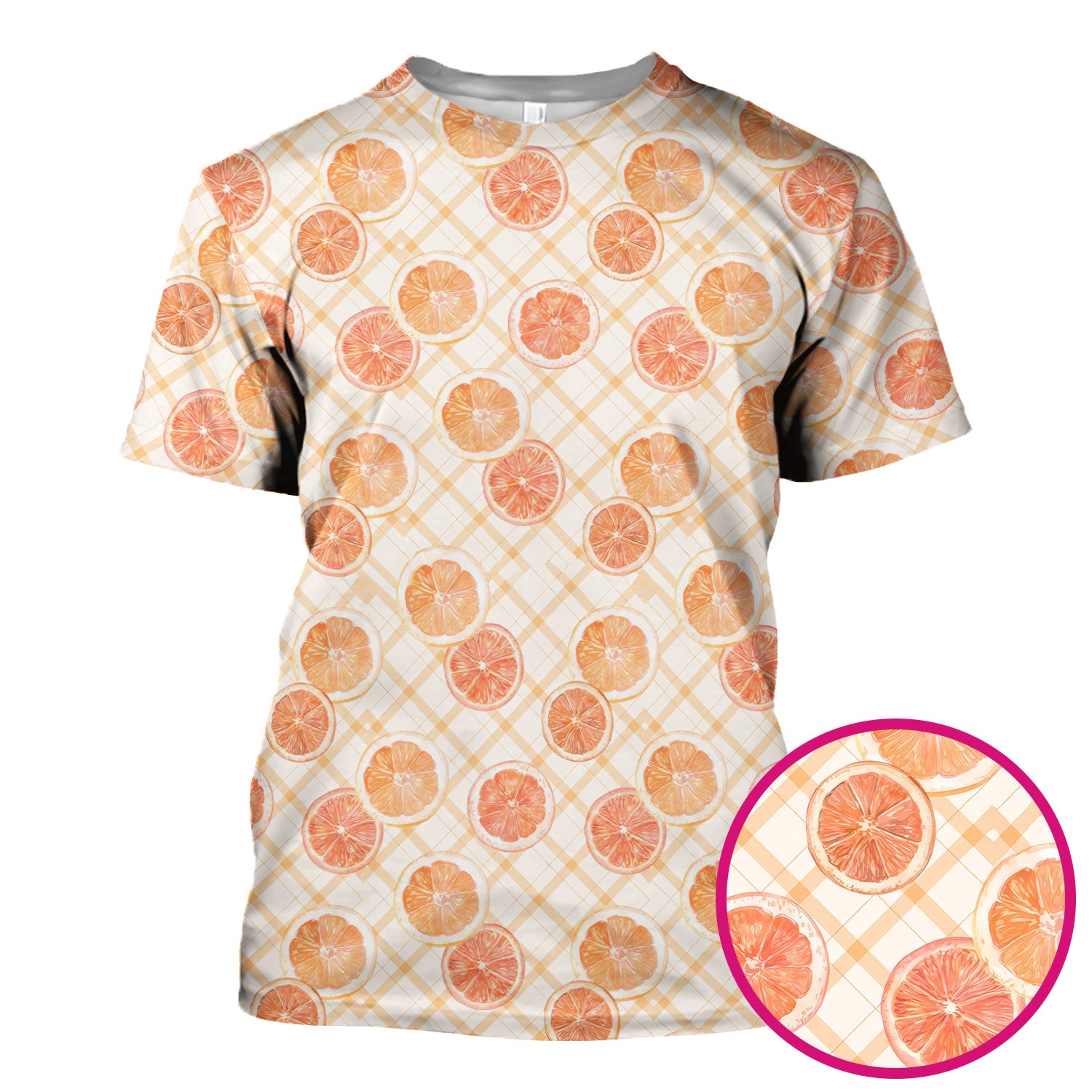 Fresh Grapefruit Slice Summer Fruit Pattern Scrubs Top, Comfortable Scrubs for Nurses