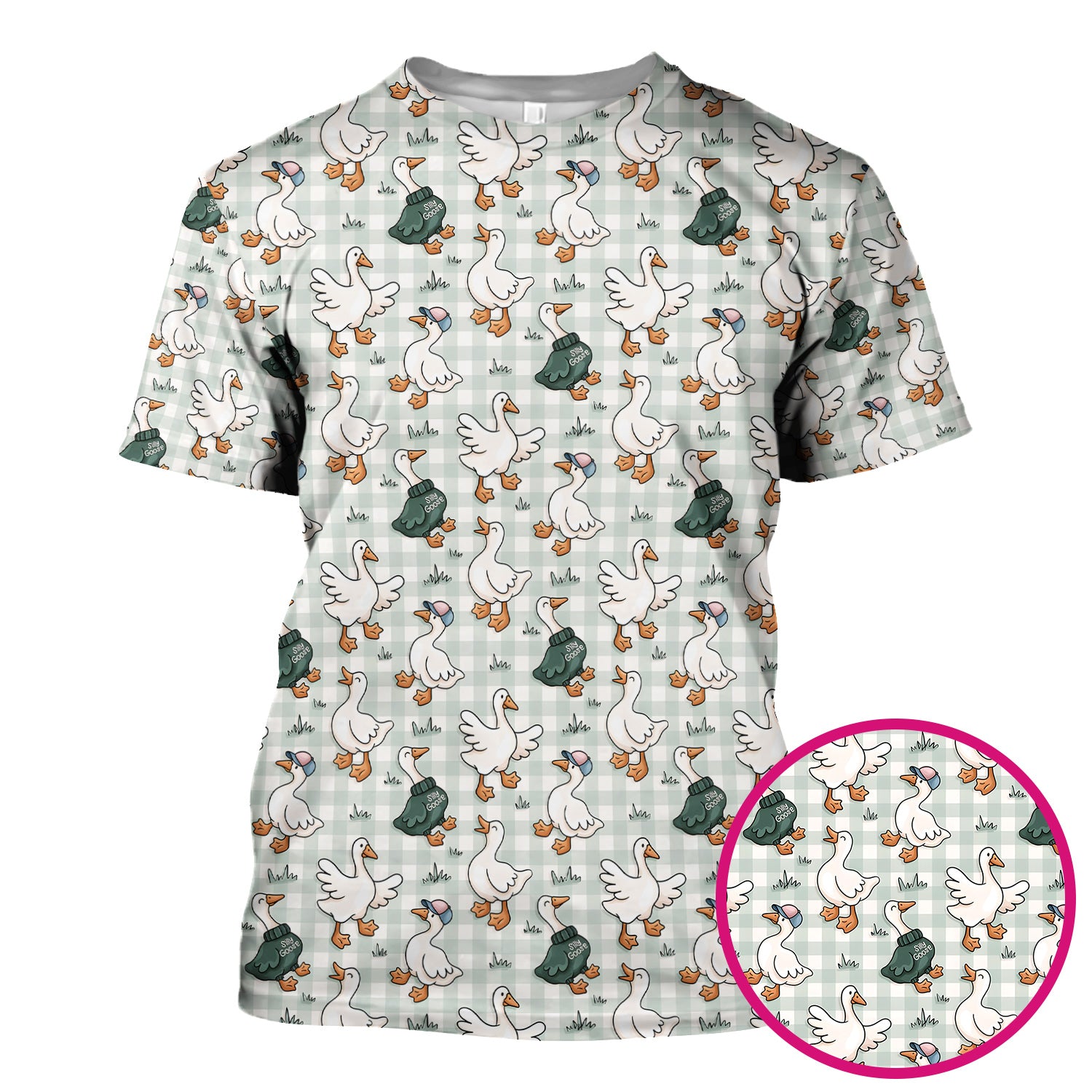 Funny Goose Wearing Sweater On Plaid Background Pattern Scrub Top, Comfortable Scrubs for Nurses