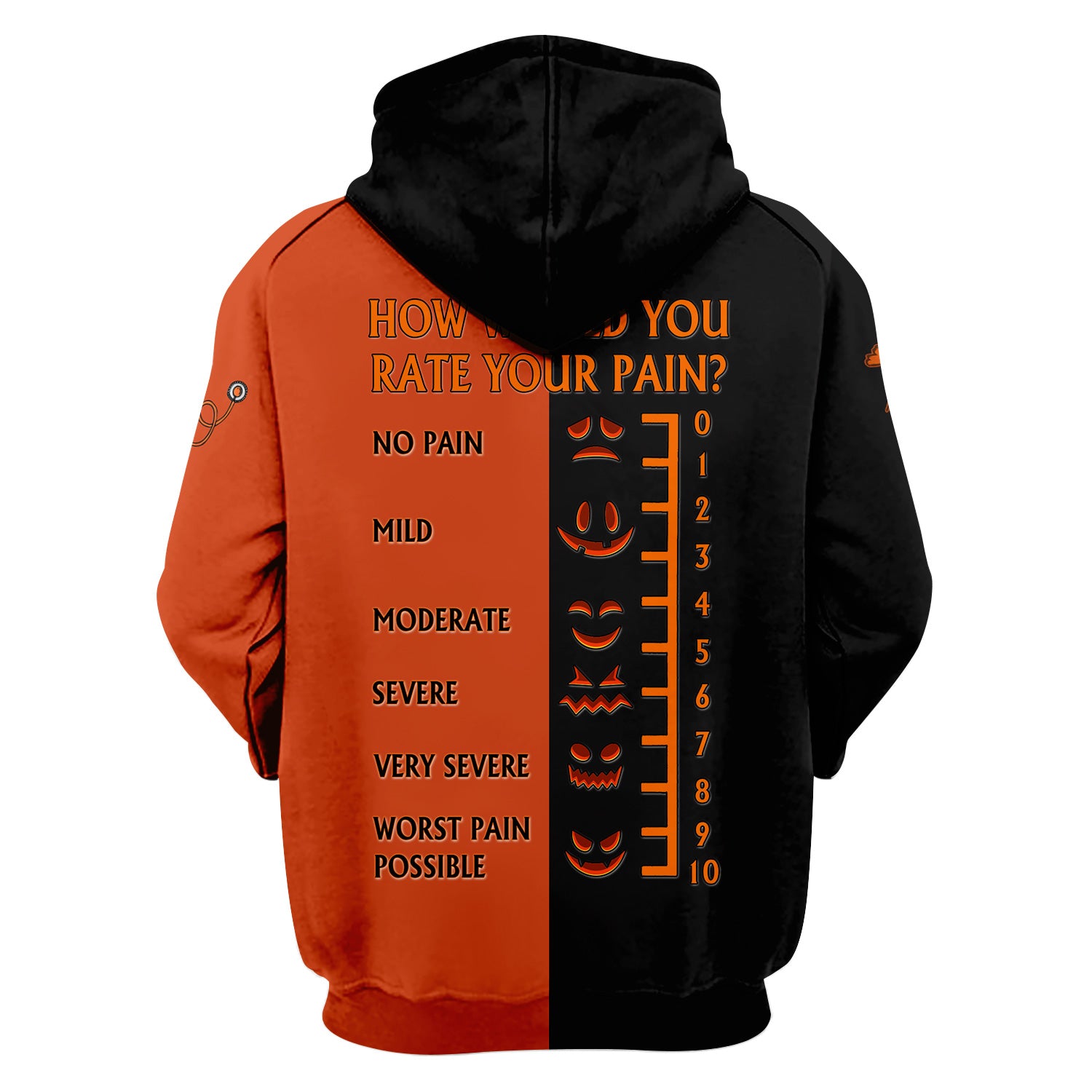 Custom Halloween Nurse Scrub Top with Pain Scale - Personalized Medical Uniform for RN CNA LPN - Gift for Medical Professionals