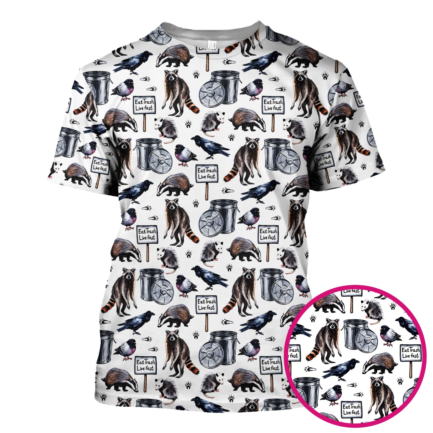 Raccoon And Opossum Eat Trash Live Fast Scrub Top, Breathable Fabrics Nursing Uniform
