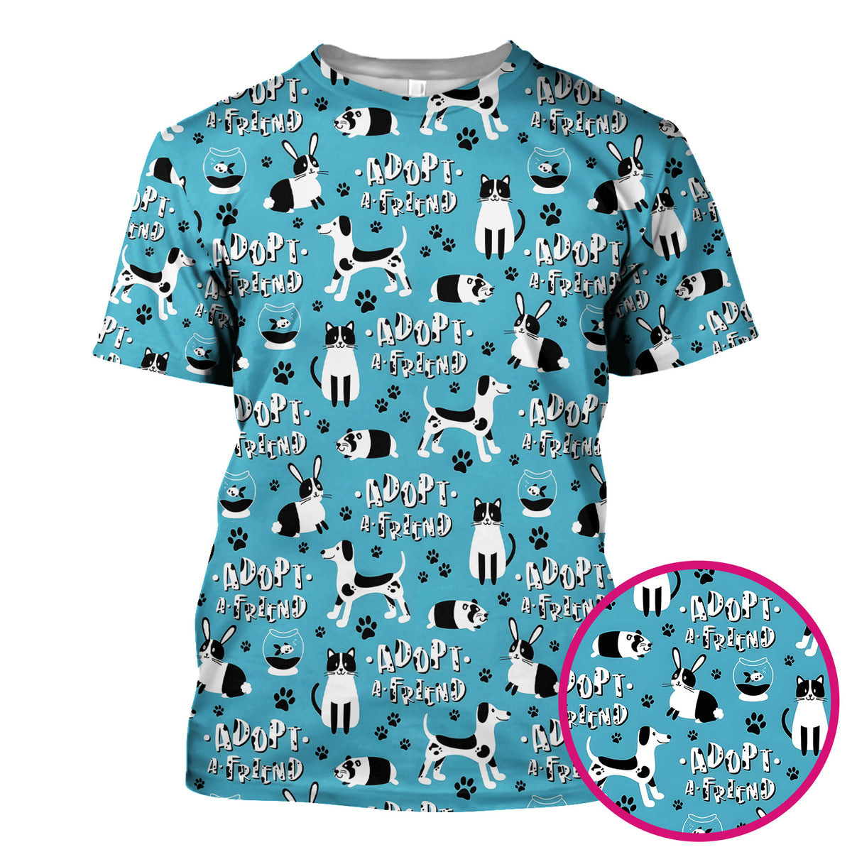 Cute Adopt A Friend Pet Pattern Scrub Top, Comfortable Scrubs for Nurses