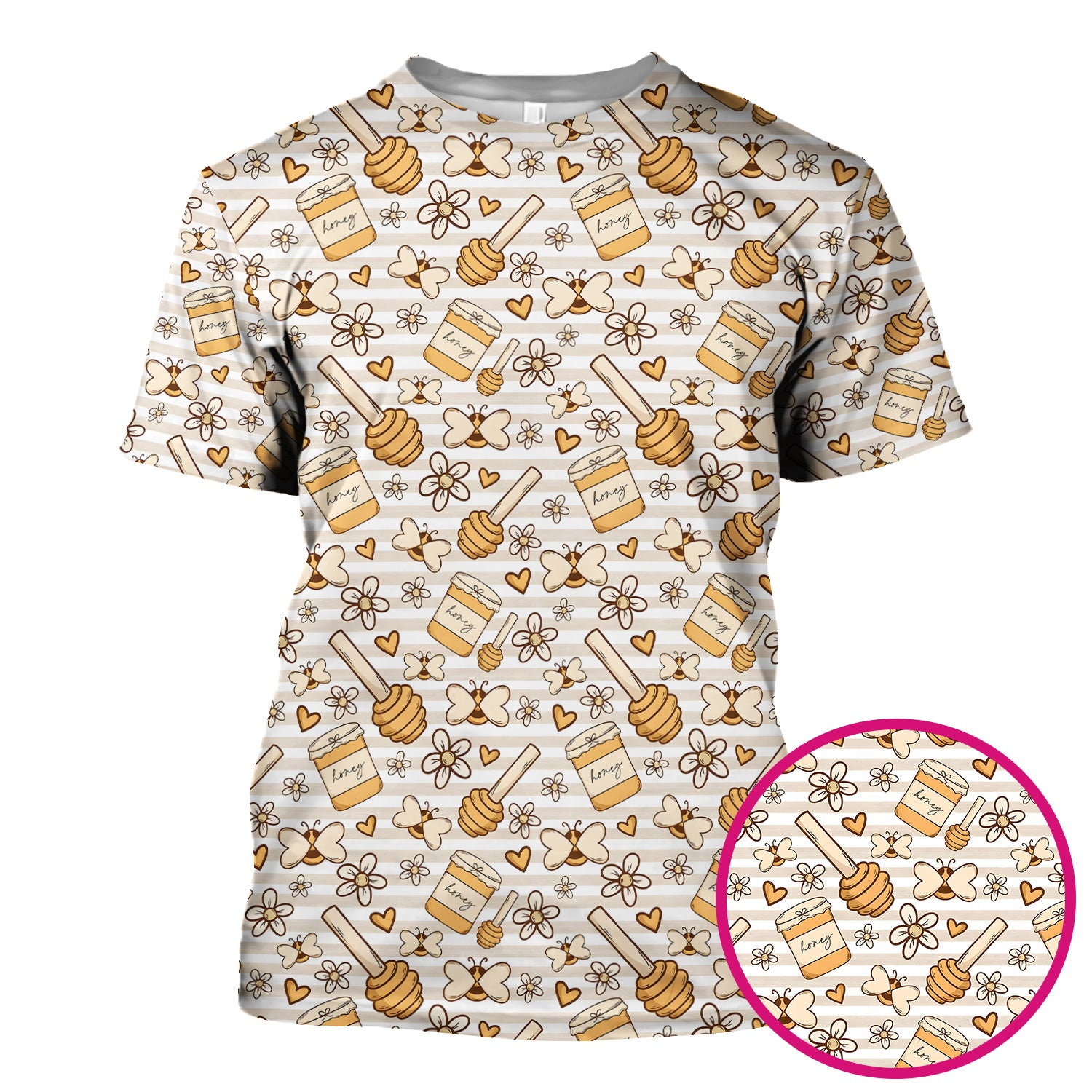 Honey Jar With Daisy Flower Pattern Scrub Top, Breathable Fabrics Nursing Uniform