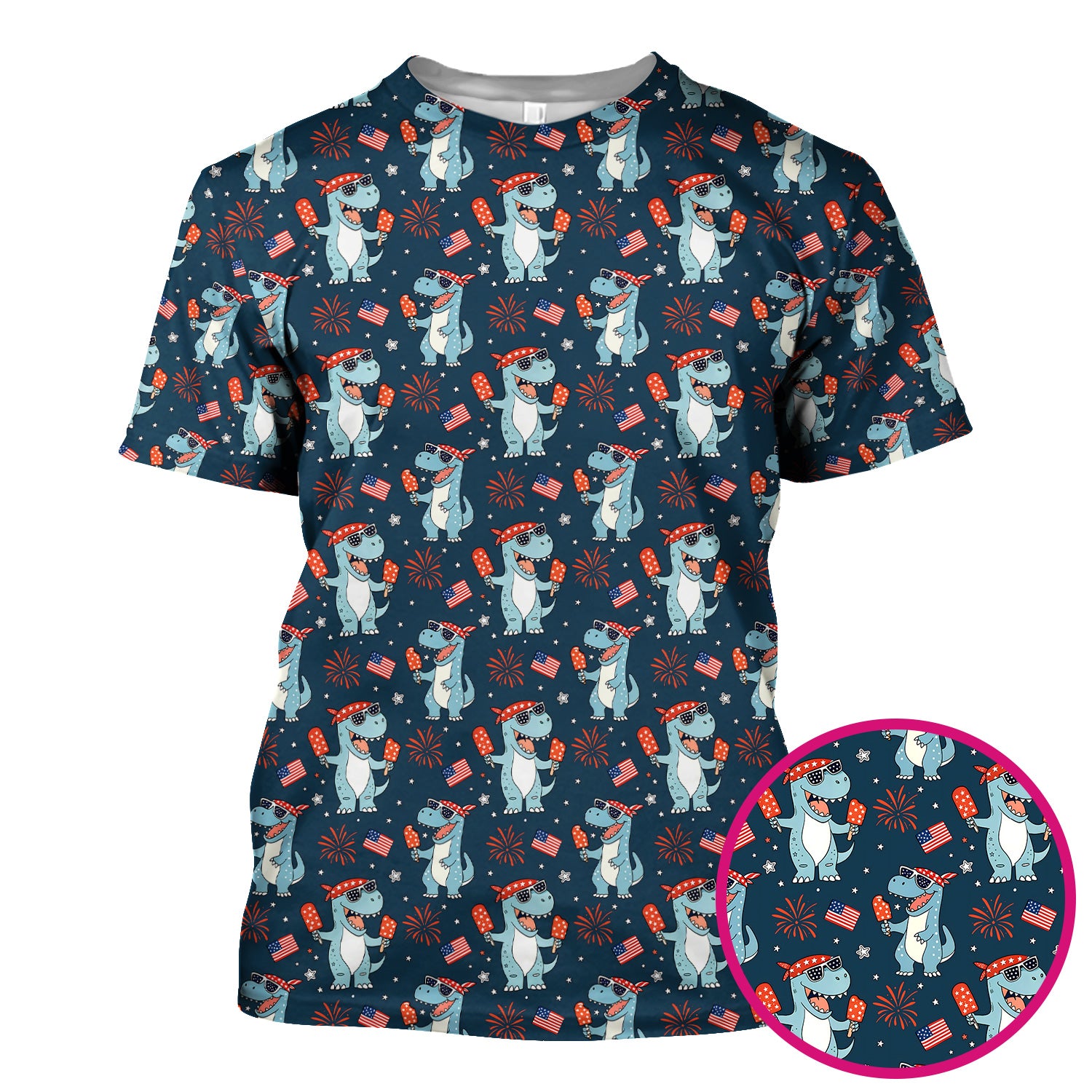 Dinosaur With Flag American Pattern Scrub Top, Comfortable Scrubs for Nurses